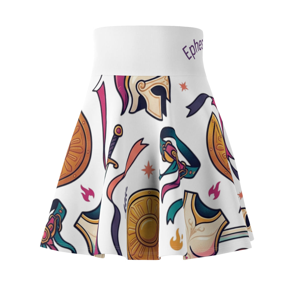 Warrior Spirit Skater Skirt — Armor & Shield Pattern (Ephesians 6:11)