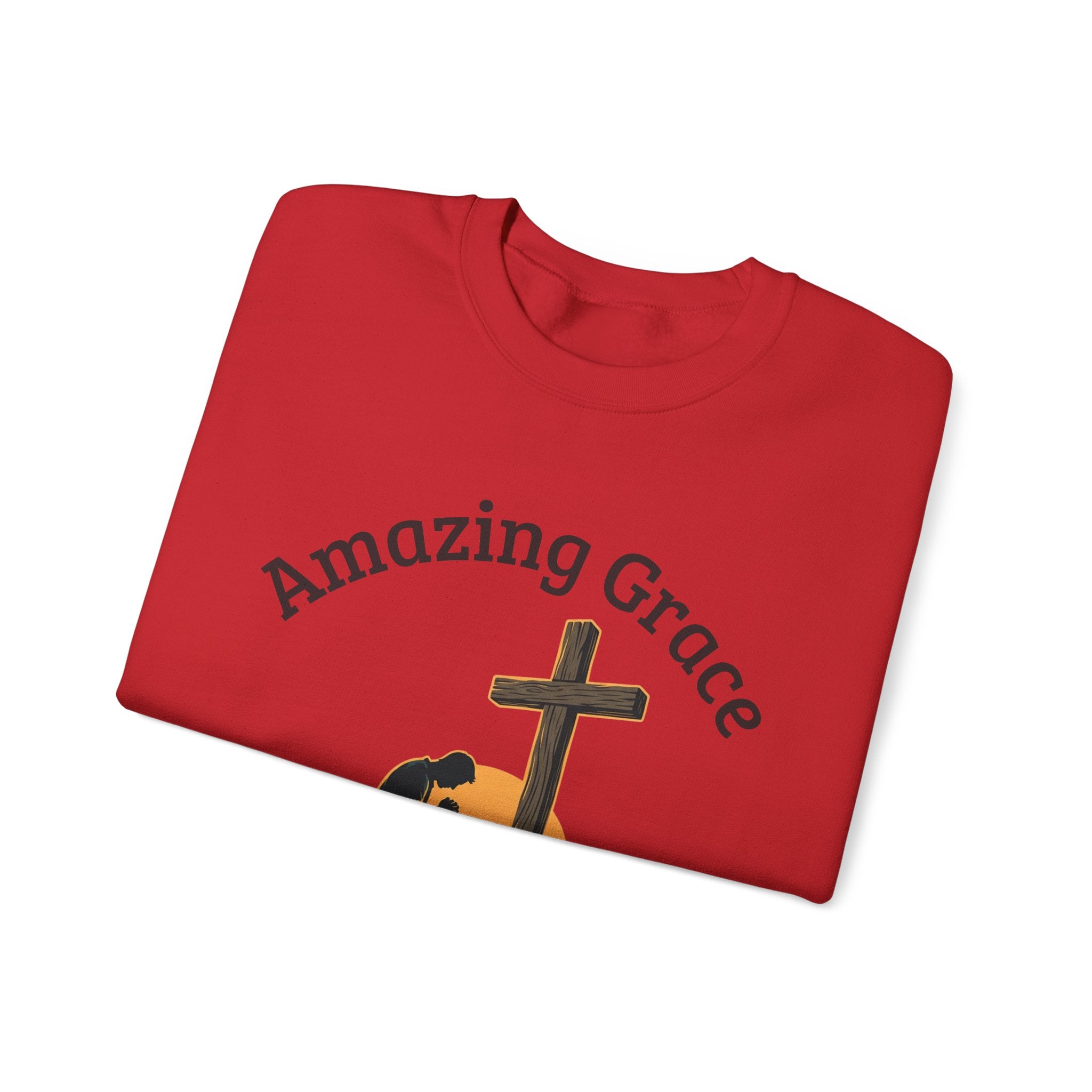 Christian Crewneck Sweatshirt — Amazing Grace Hallelujah Worship Graphic