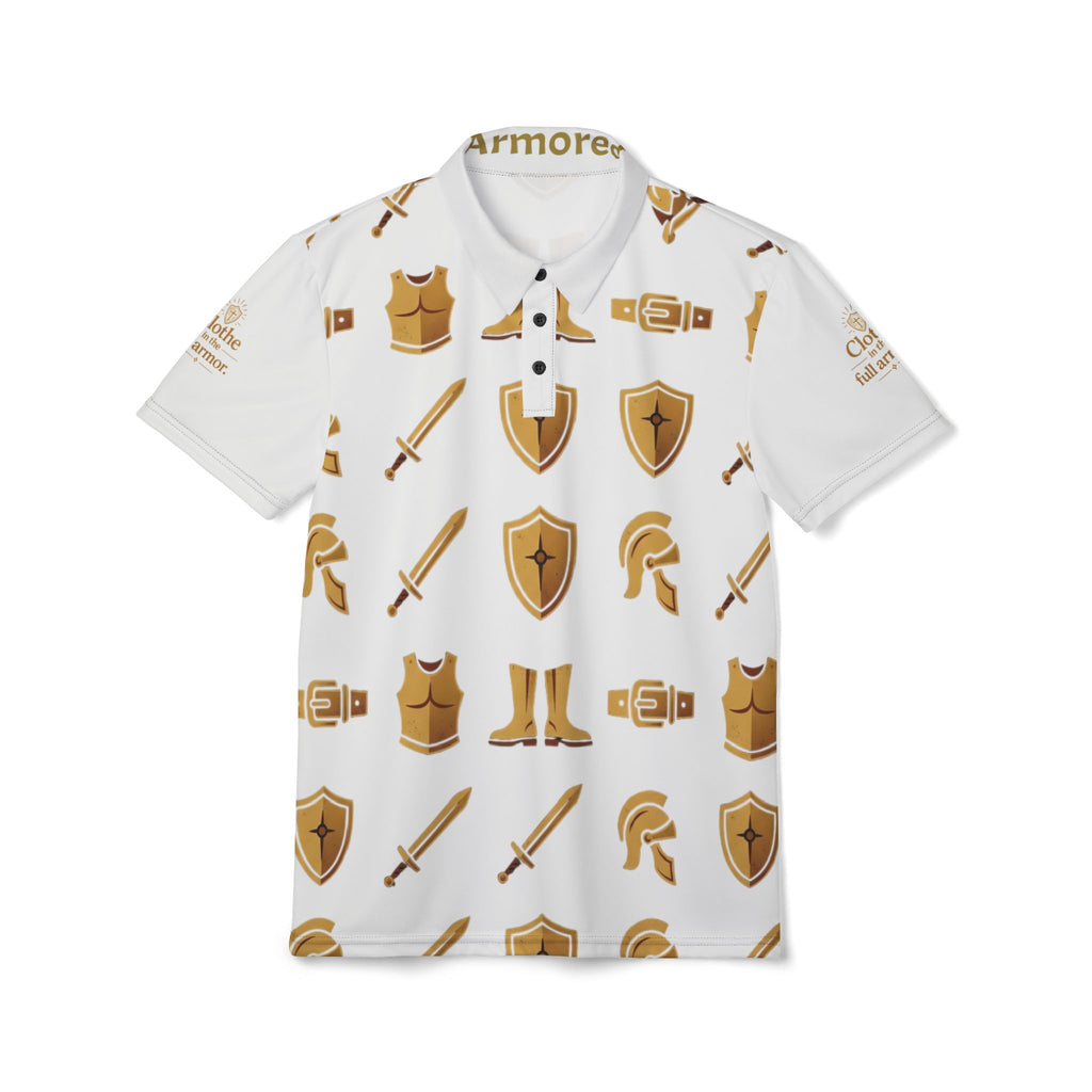 Christian Unisex Polo Shirt — "Clothe in the Full Armor" Ephesians 6:11 All-Over Print