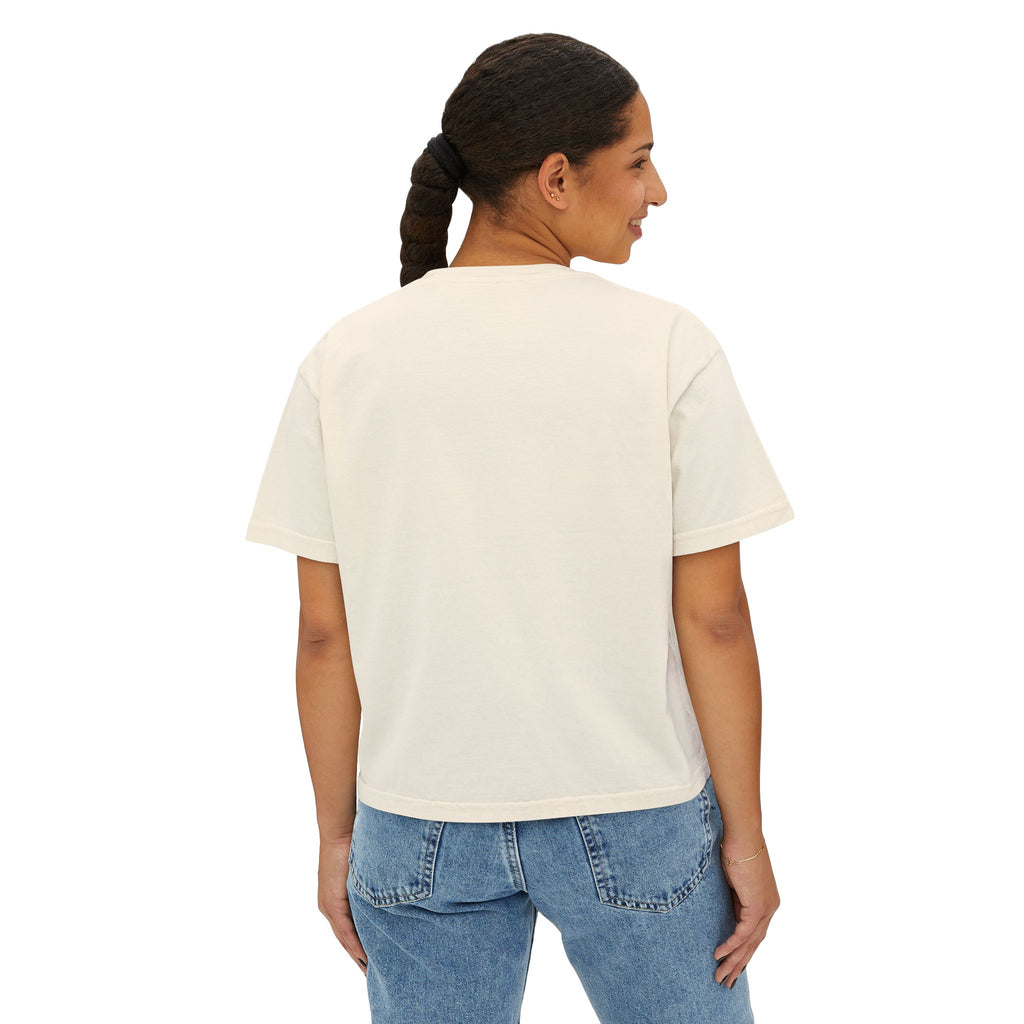 Christian Women's Boxy Tee — "Bruised Sure Not Broken" Retro Surf Faith T-Shirt
