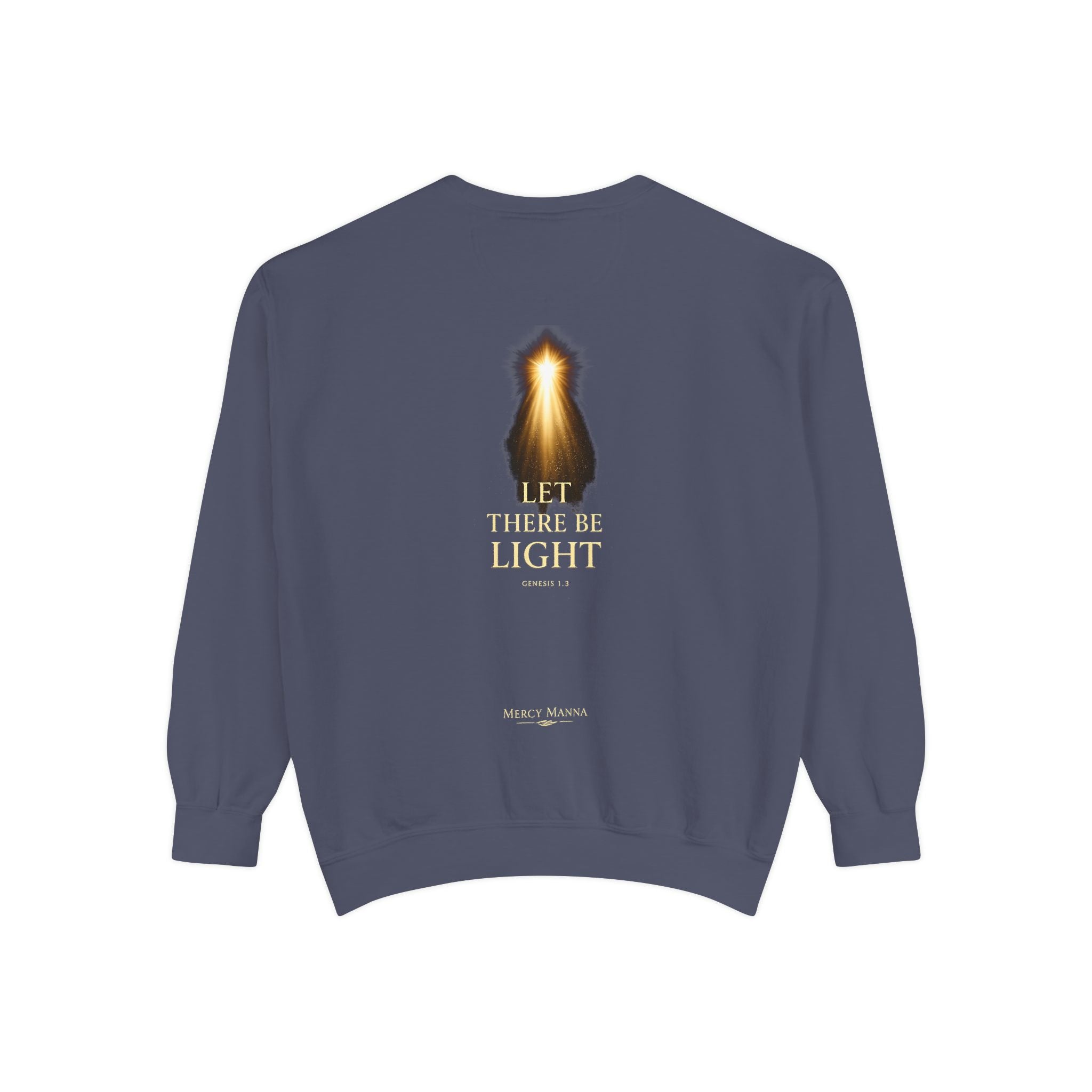 Christian Crewneck Sweatshirt — "Let There Be Light" Cozy Religious Light Figurine Sweatshirt