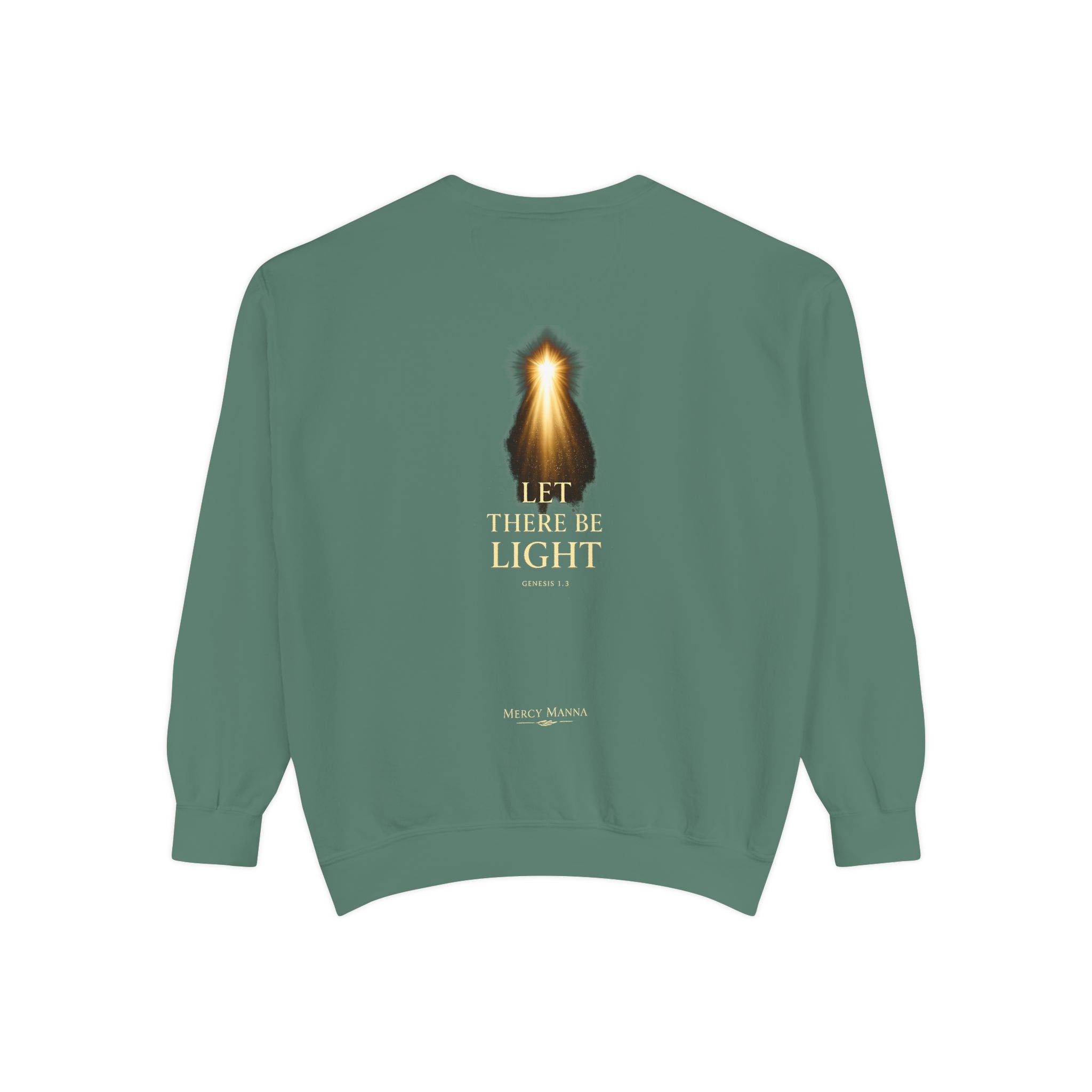 Christian Crewneck Sweatshirt — "Let There Be Light" Cozy Religious Light Figurine Sweatshirt