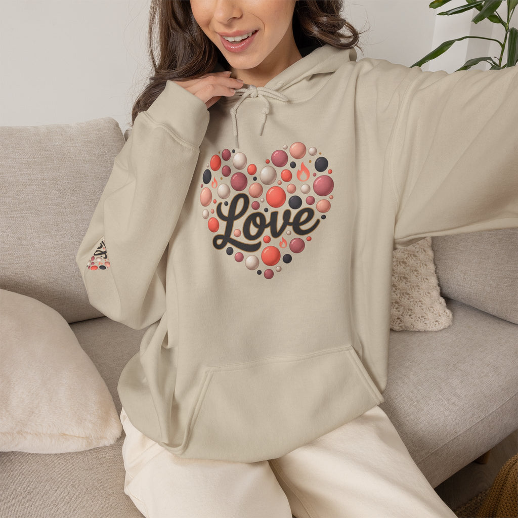 Love Heart Hoodie — Floral Polka Dot 'Love' Graphic Sweatshirt