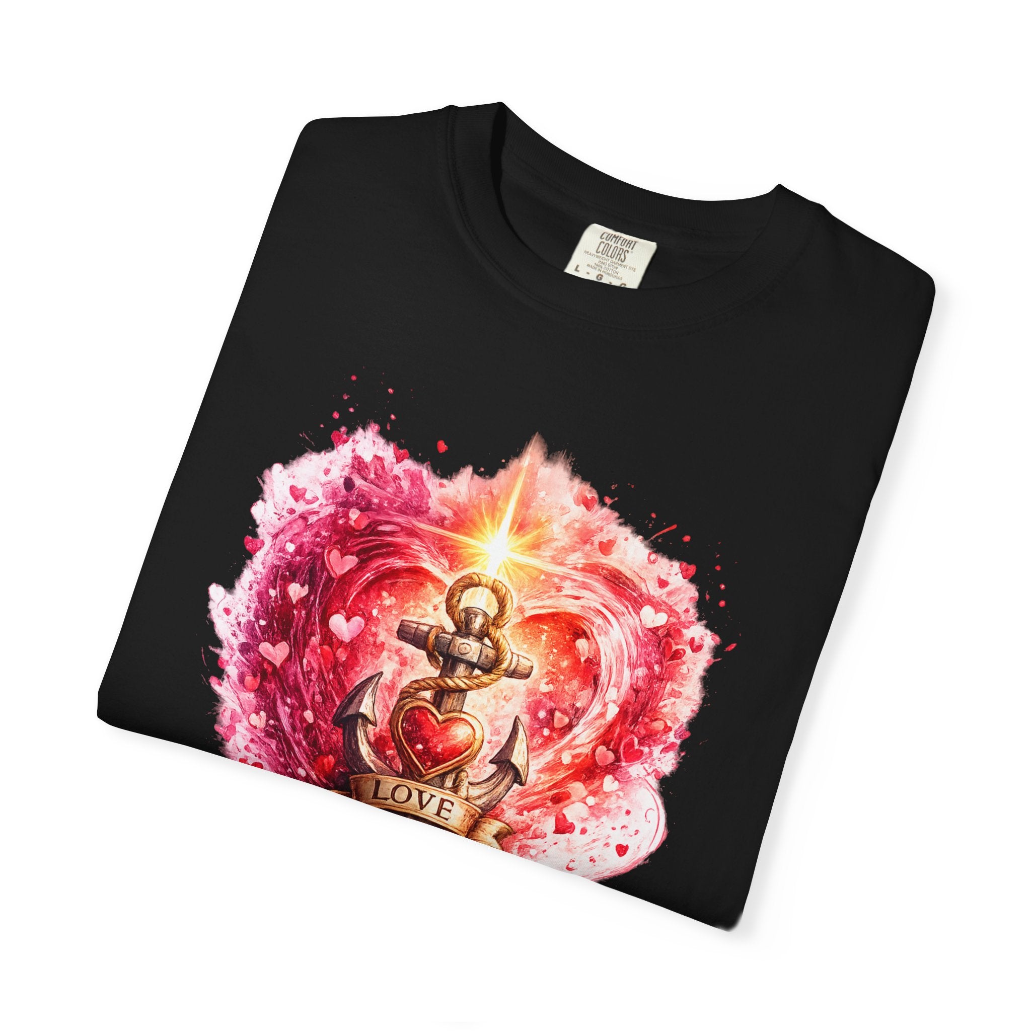 Christian T‑Shirt — 'Love Never Fails' Anchor Heart Graphic Tee