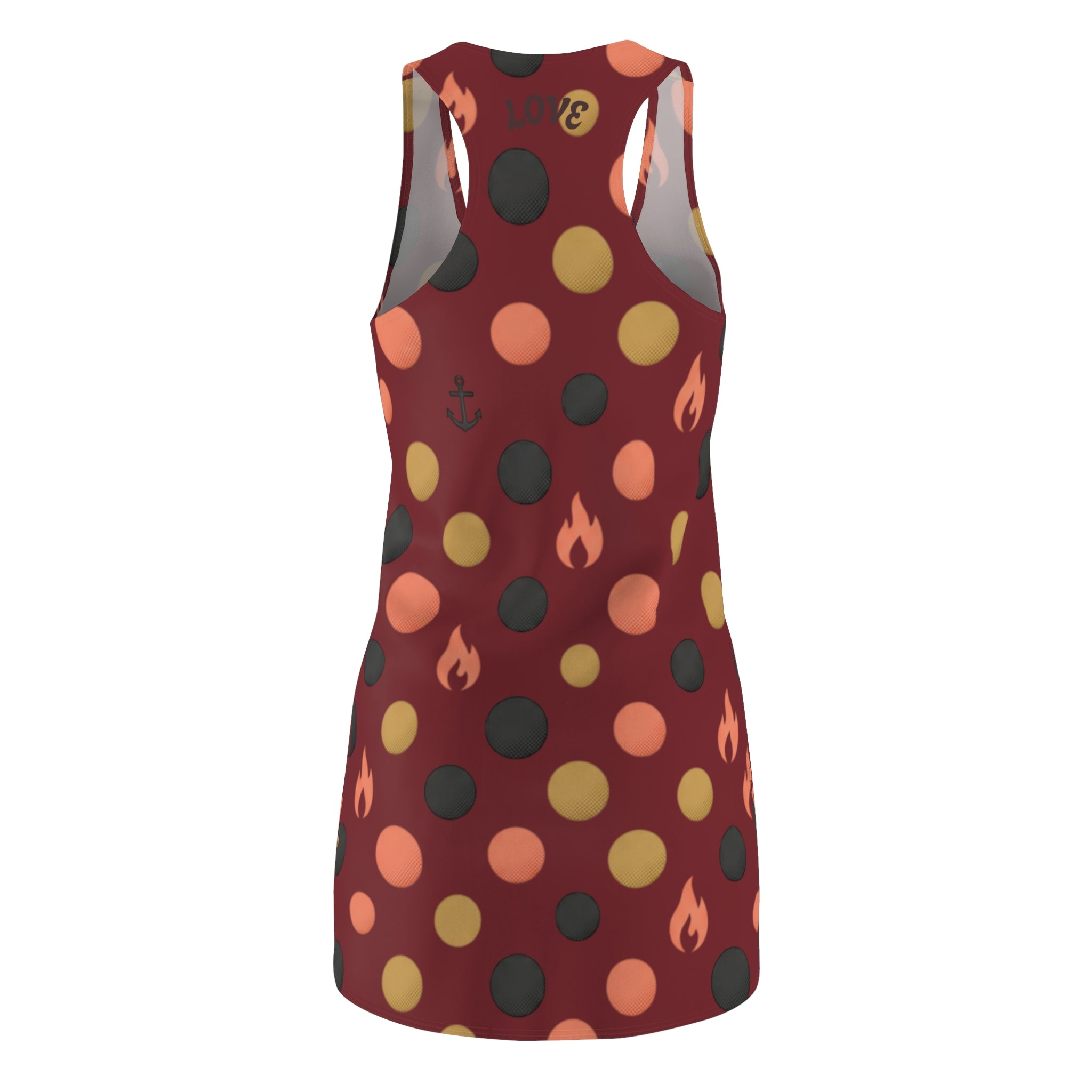 Love Racerback Dress — Heart & Flame Polka Dot Print