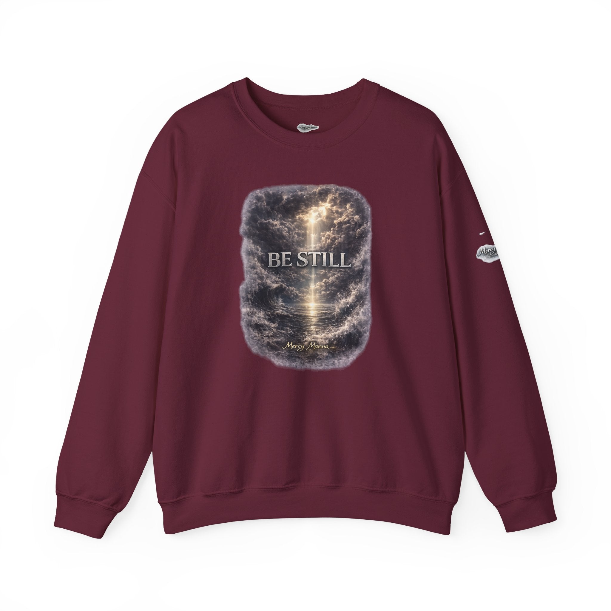 Christian Crewneck Sweatshirt — "Be Still" Psalm 46:10 Inspirational Faith Sweatshirt