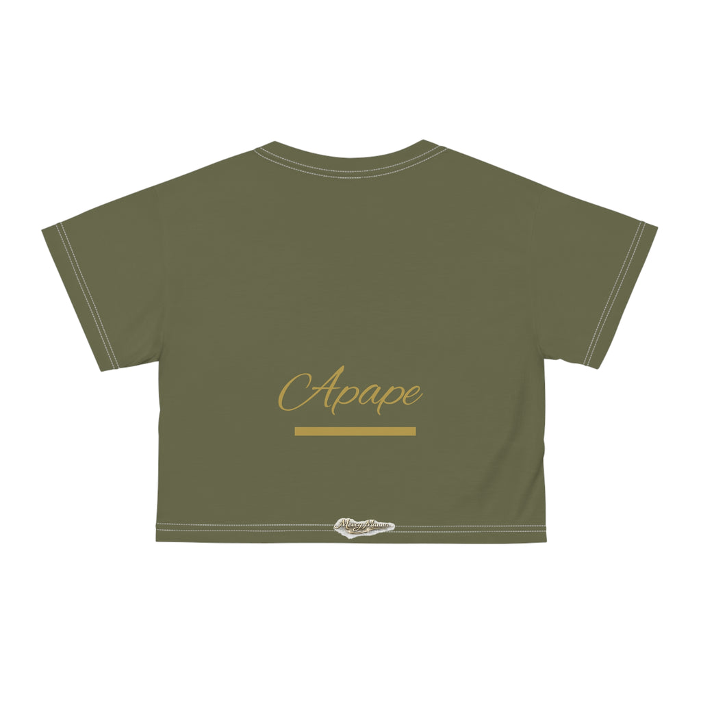 Christian Women's Crop Tee — "Agape: God is Love" All-Over Print Faith T-Shirt