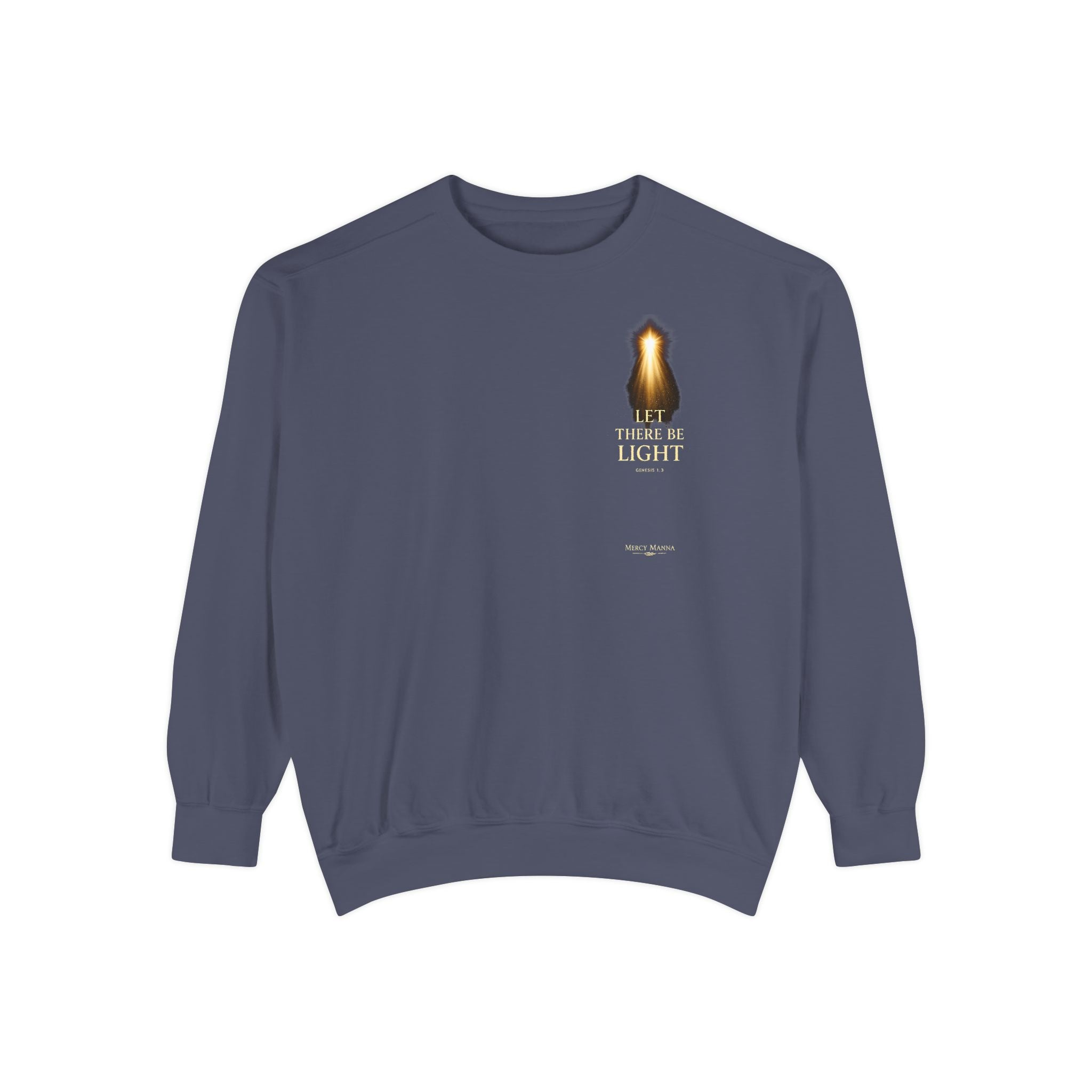 Christian Crewneck Sweatshirt — "Let There Be Light" Cozy Religious Light Figurine Sweatshirt