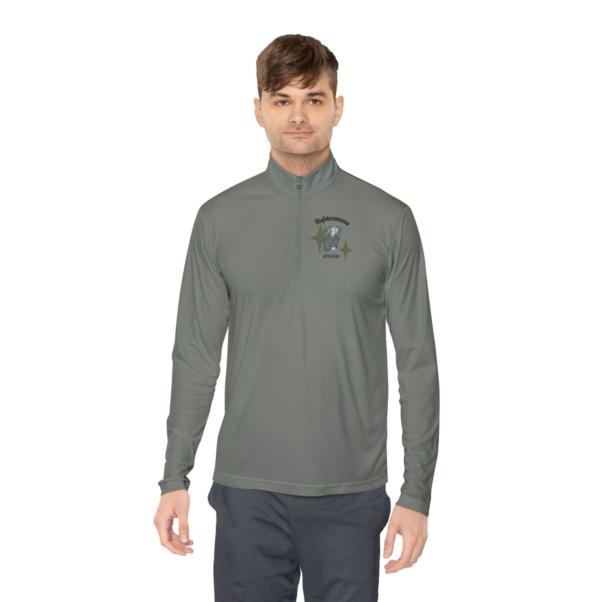 Christian Quarter-Zip Pullover — Breastplate of Righteousness Proverbs 12:28