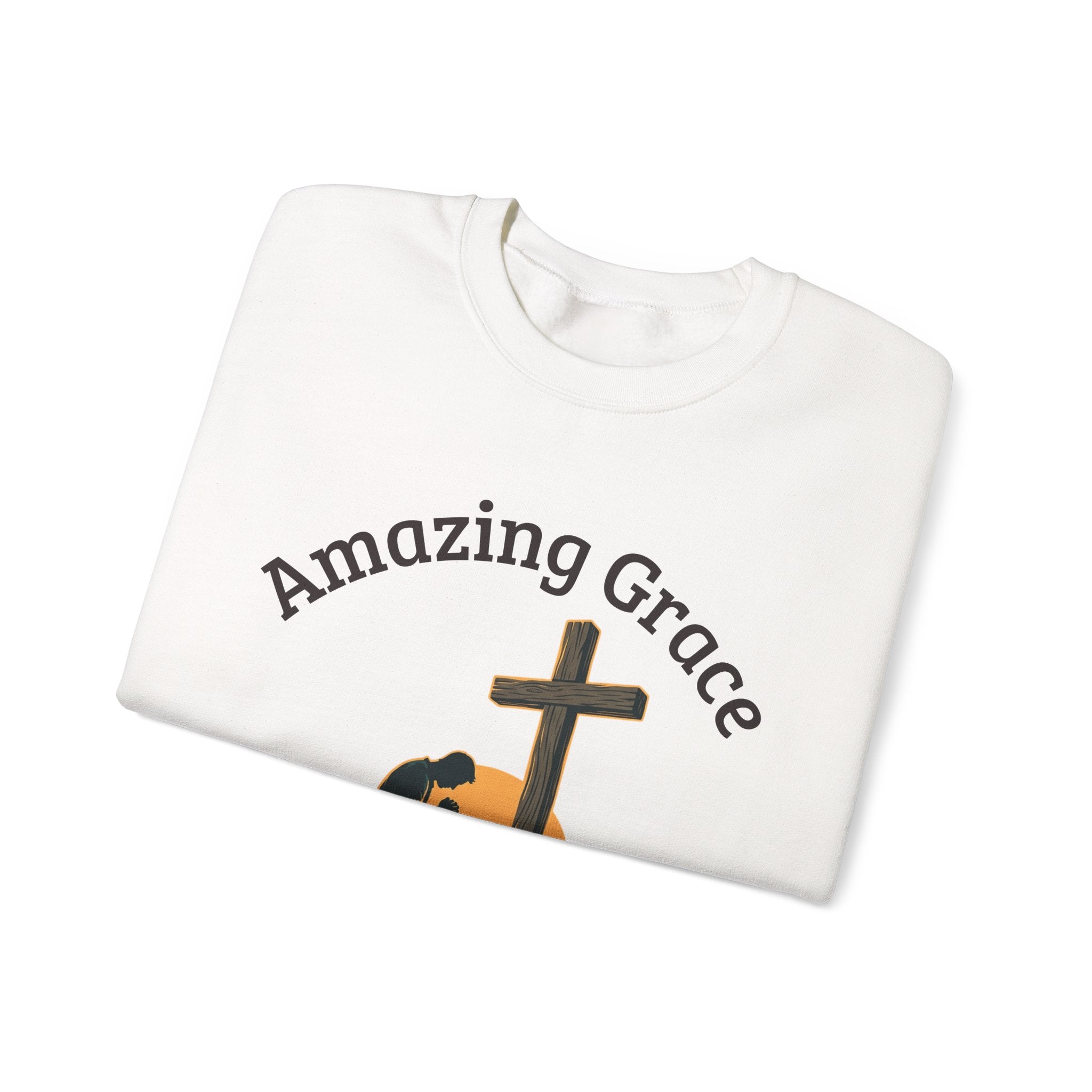 Christian Crewneck Sweatshirt — Amazing Grace Hallelujah Worship Graphic