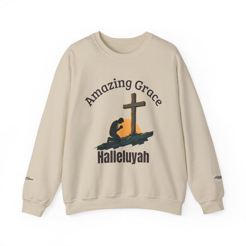 Christian Crewneck Sweatshirt — Amazing Grace Hallelujah Worship Graphic