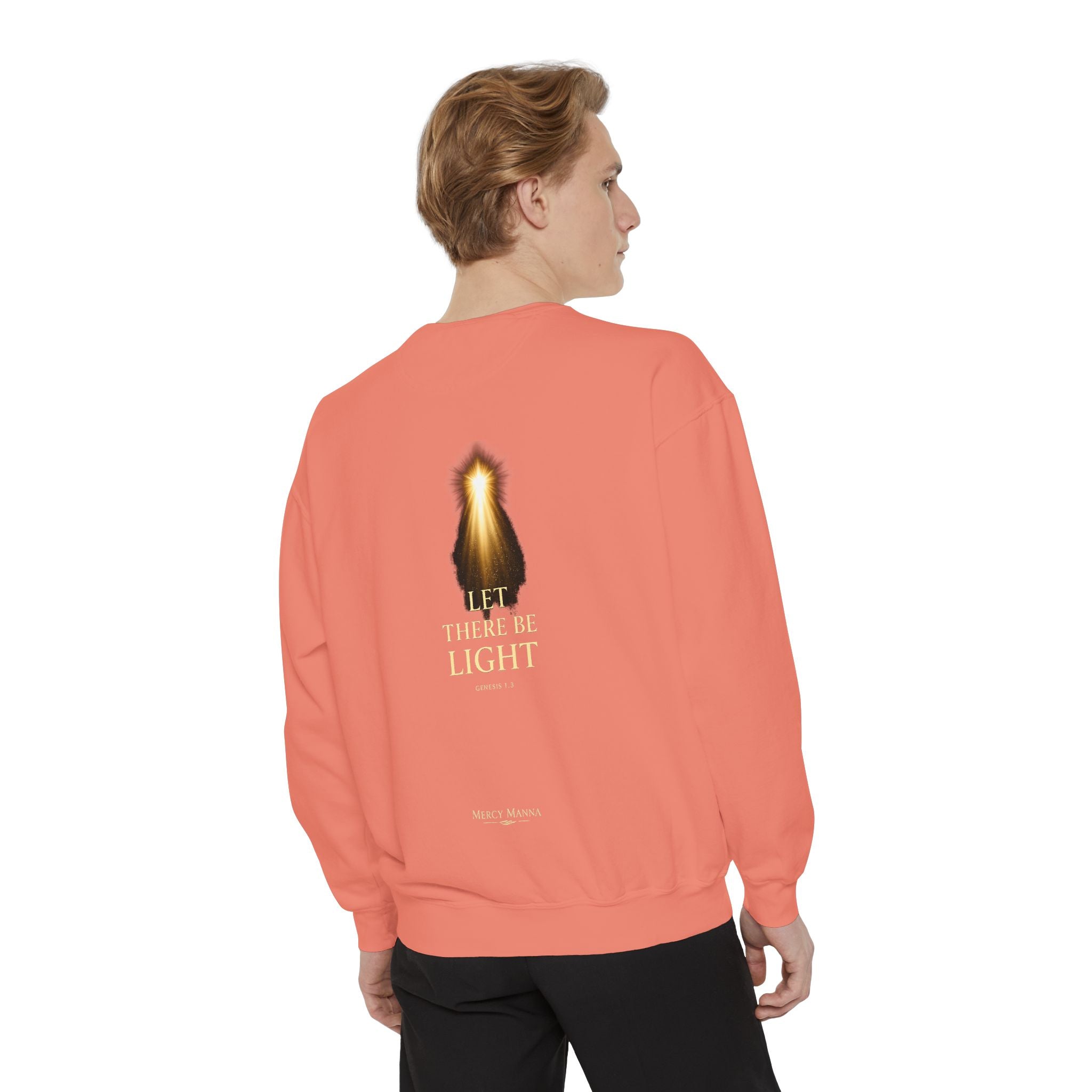 Christian Crewneck Sweatshirt — "Let There Be Light" Cozy Religious Light Figurine Sweatshirt