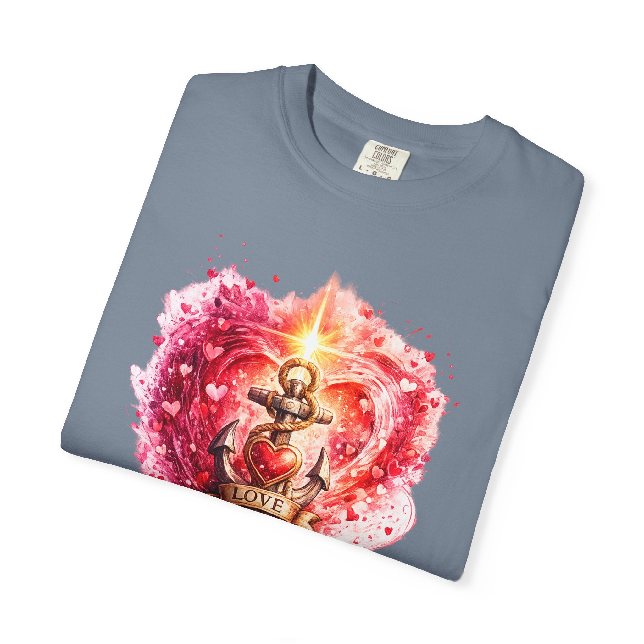 Christian T‑Shirt — 'Love Never Fails' Anchor Heart Graphic Tee