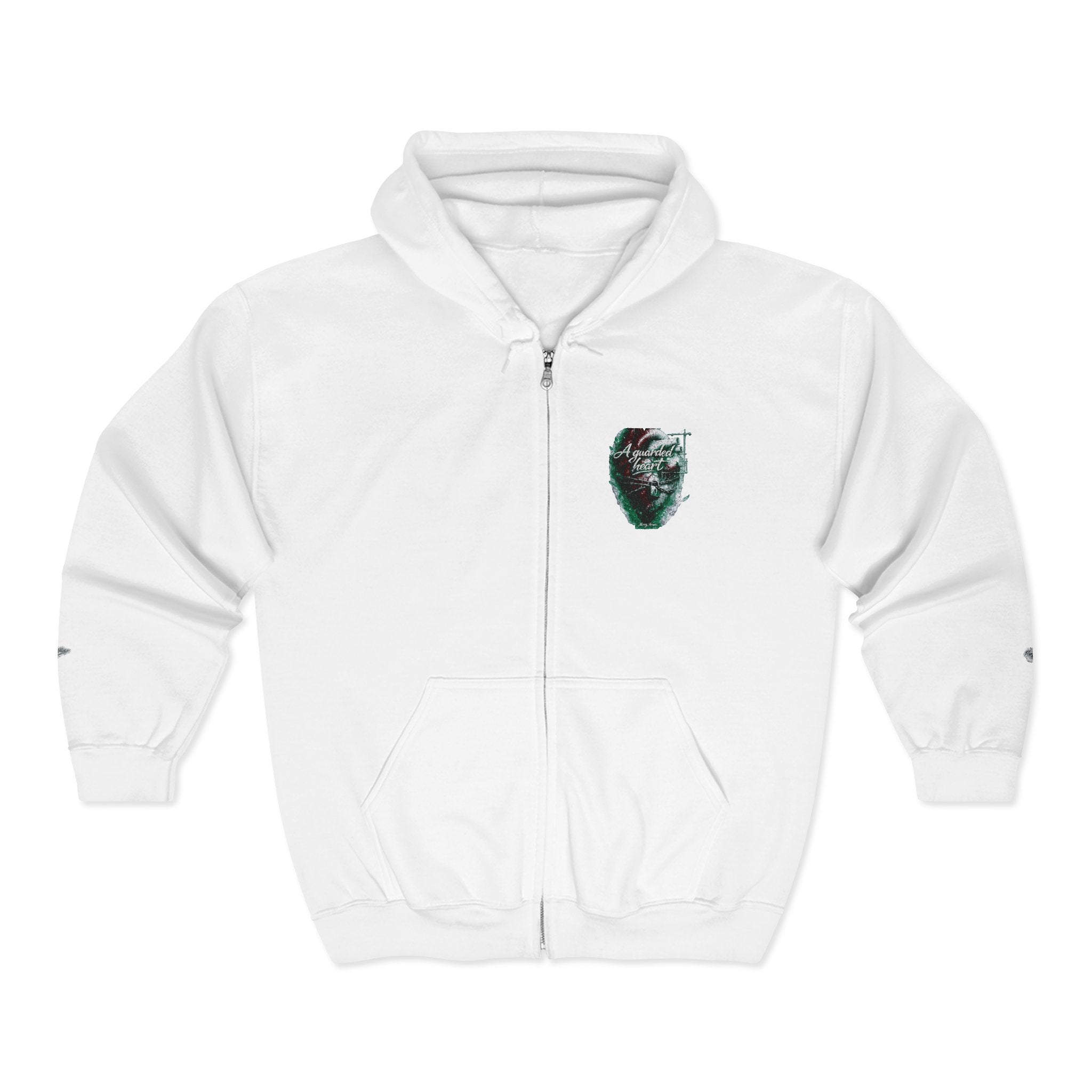Christian Zip Hoodie — "A Guarded Heart" Abstract Faith Streetwear Jacket