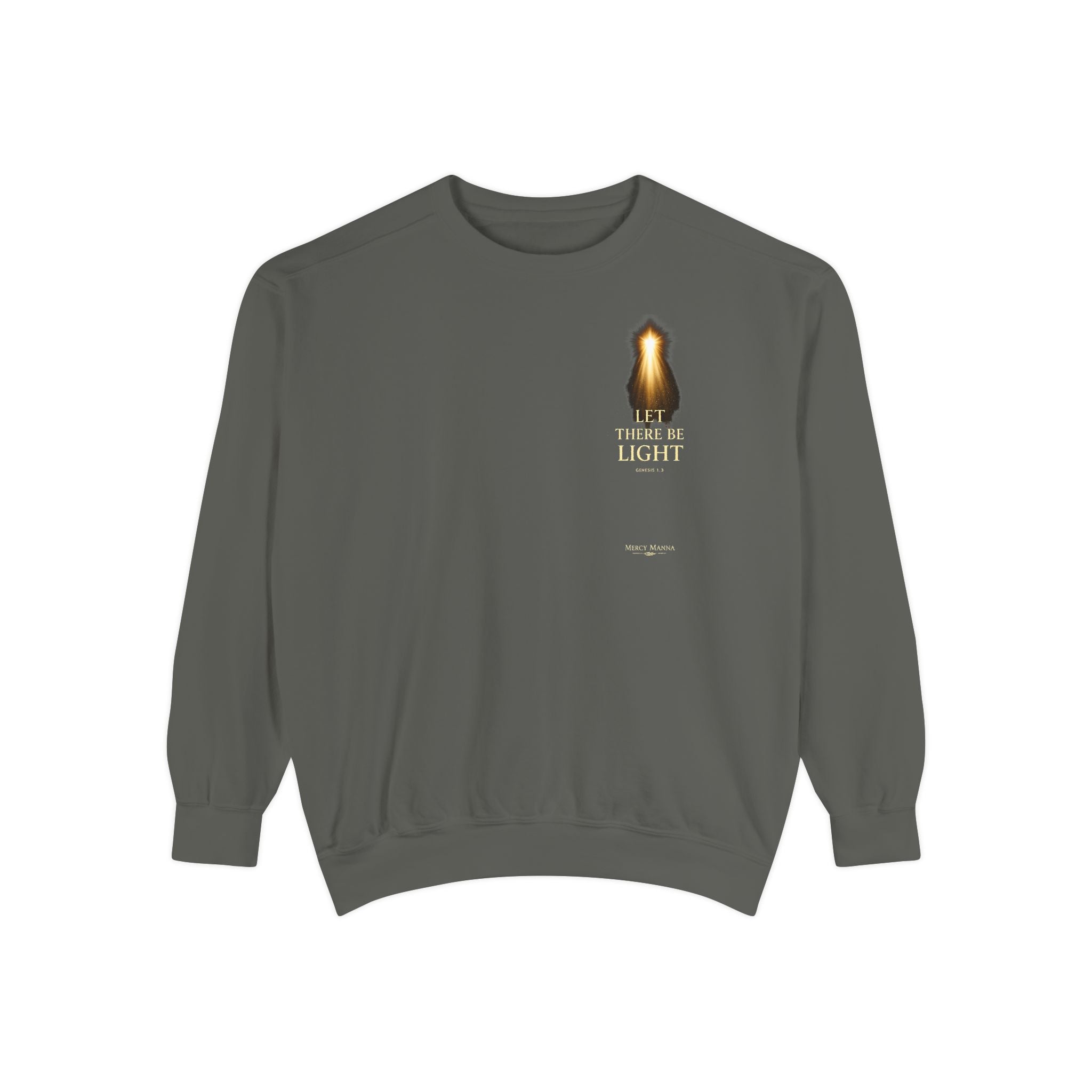 Christian Crewneck Sweatshirt — "Let There Be Light" Cozy Religious Light Figurine Sweatshirt