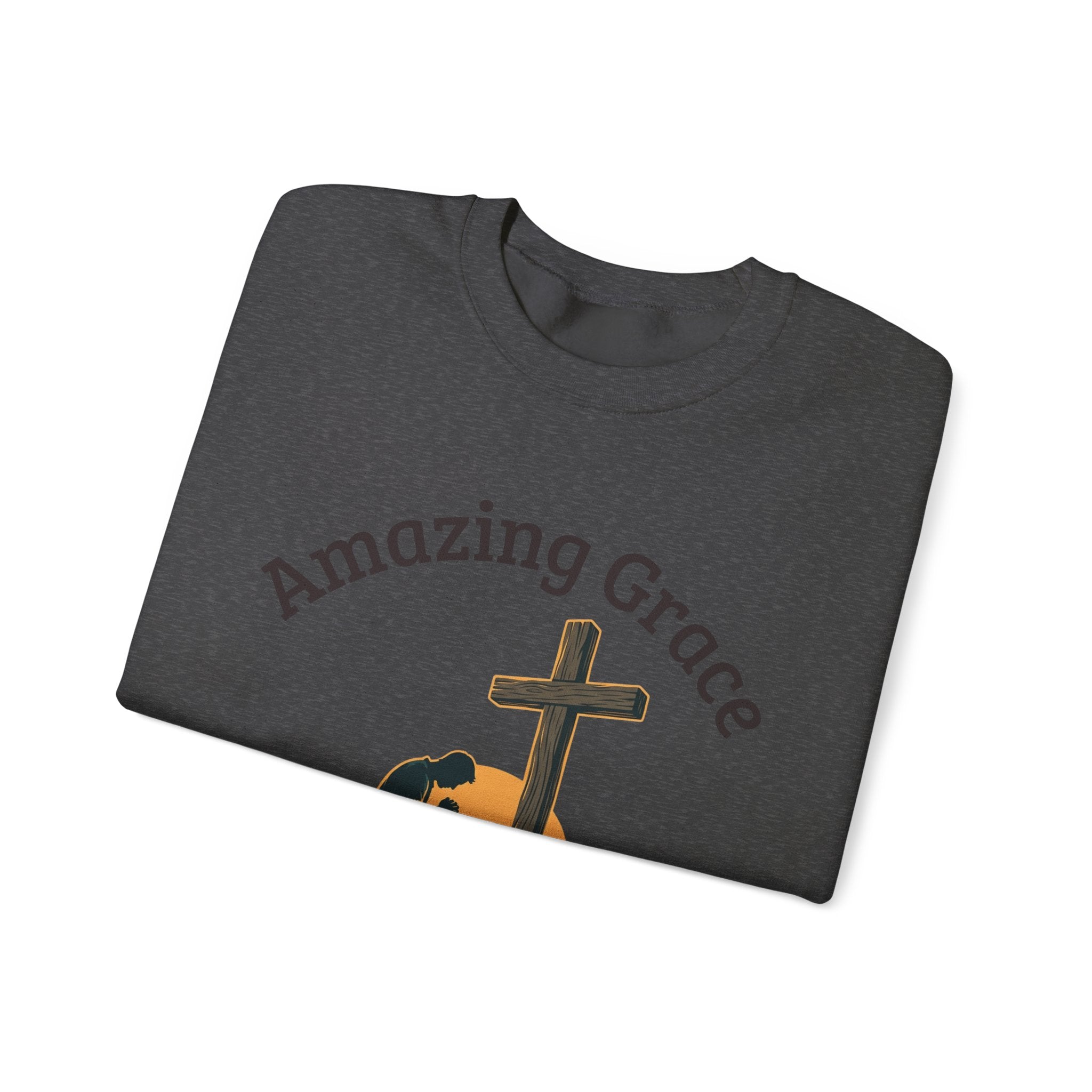 Christian Crewneck Sweatshirt — Amazing Grace Hallelujah Worship Graphic