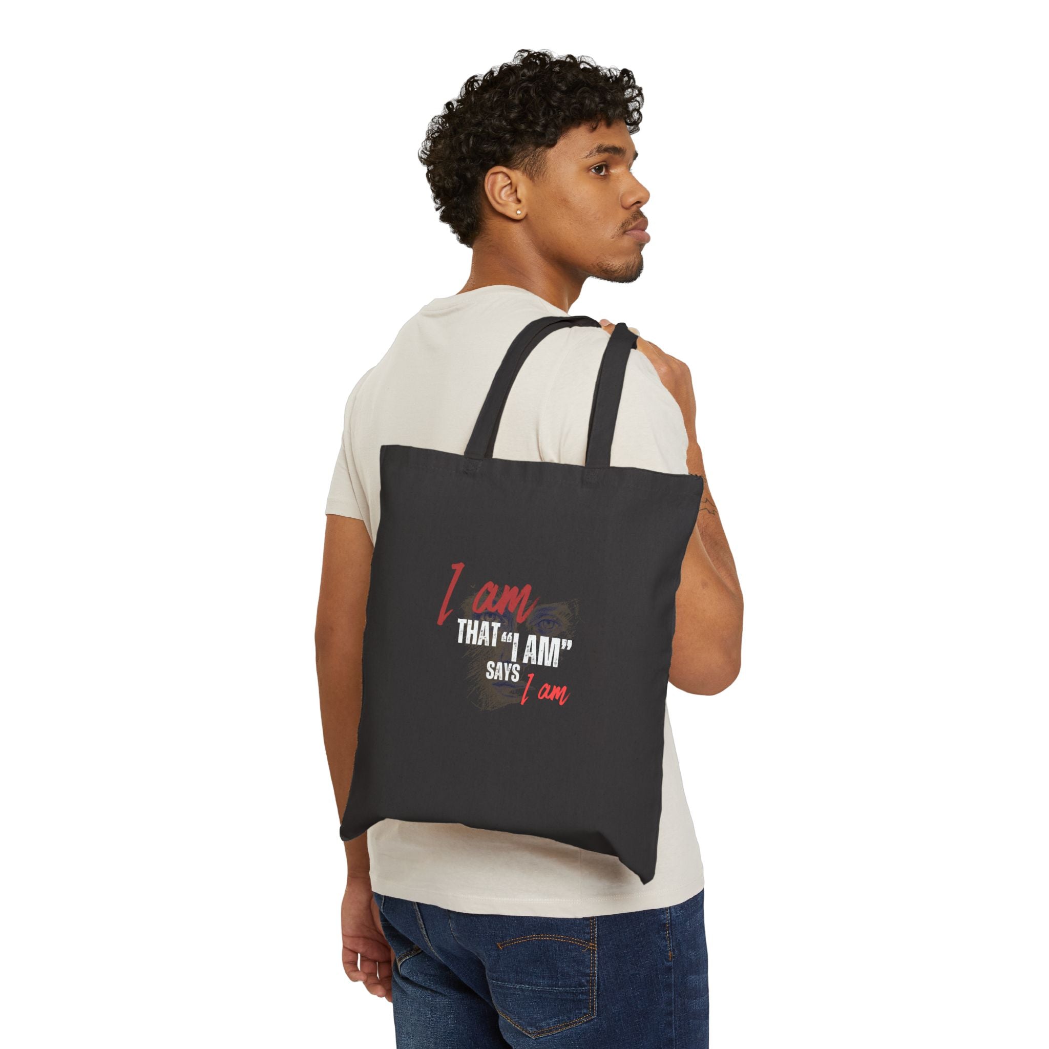 Christian Tote Bag — "I Am That I Am" Faith Canvas Carry Bag