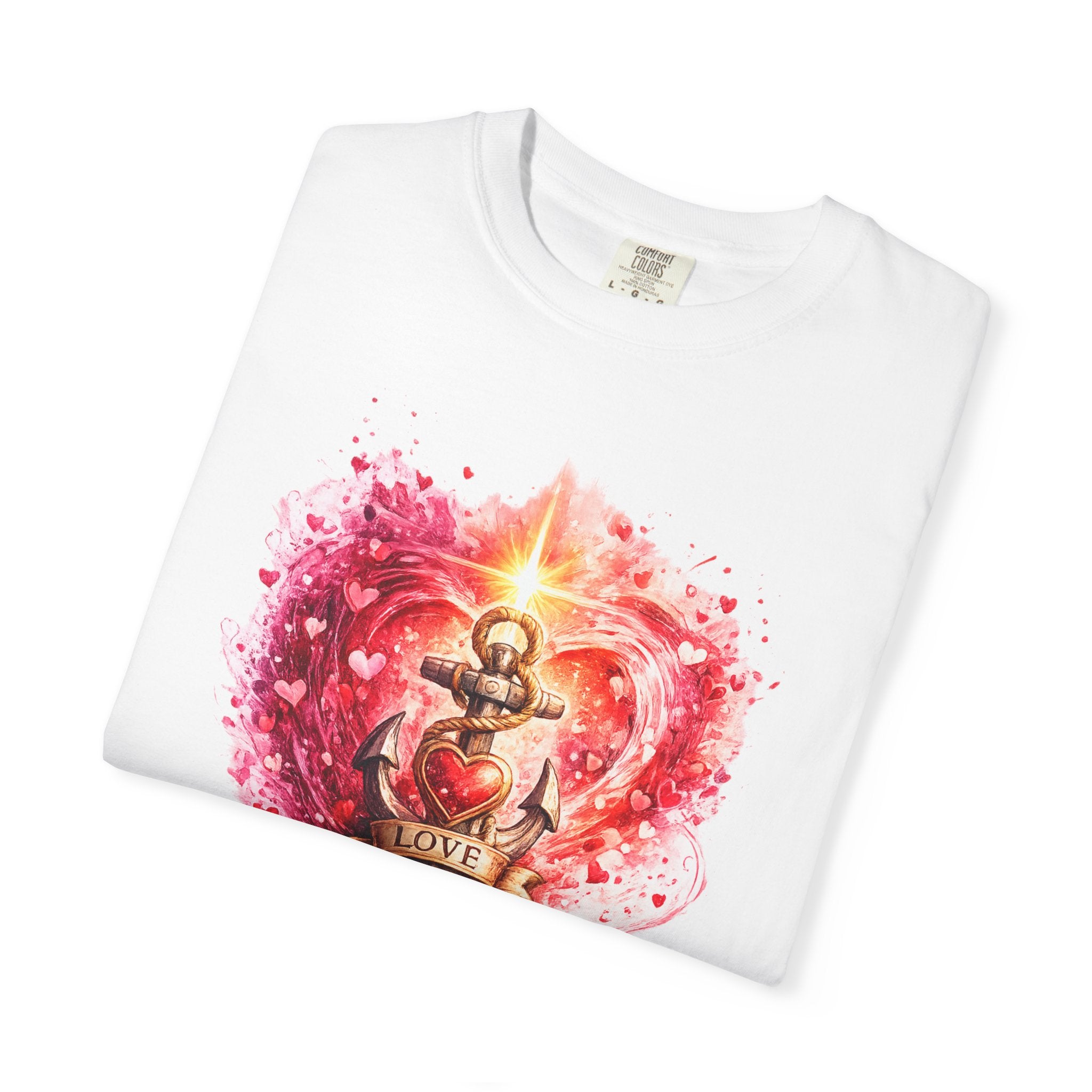 Christian T‑Shirt — 'Love Never Fails' Anchor Heart Graphic Tee