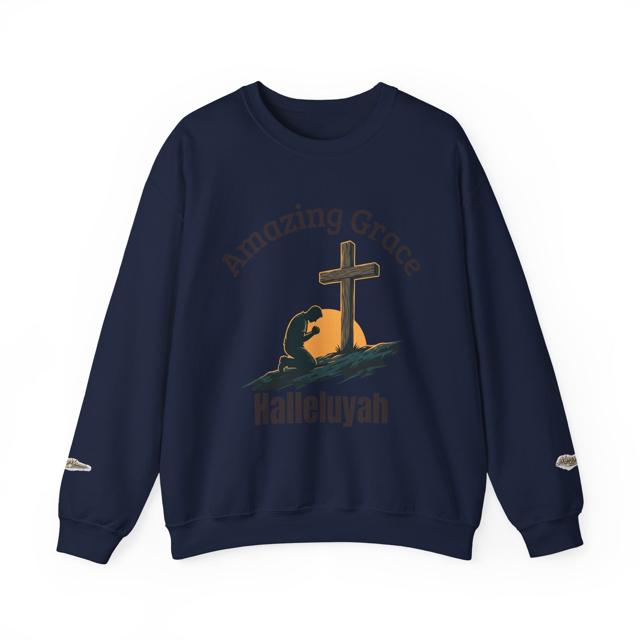 Christian Crewneck Sweatshirt — Amazing Grace Hallelujah Worship Graphic