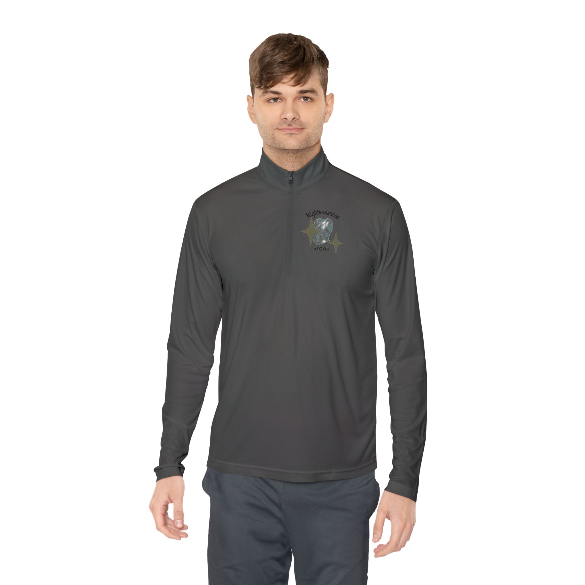 Christian Quarter-Zip Pullover — Breastplate of Righteousness Proverbs 12:28