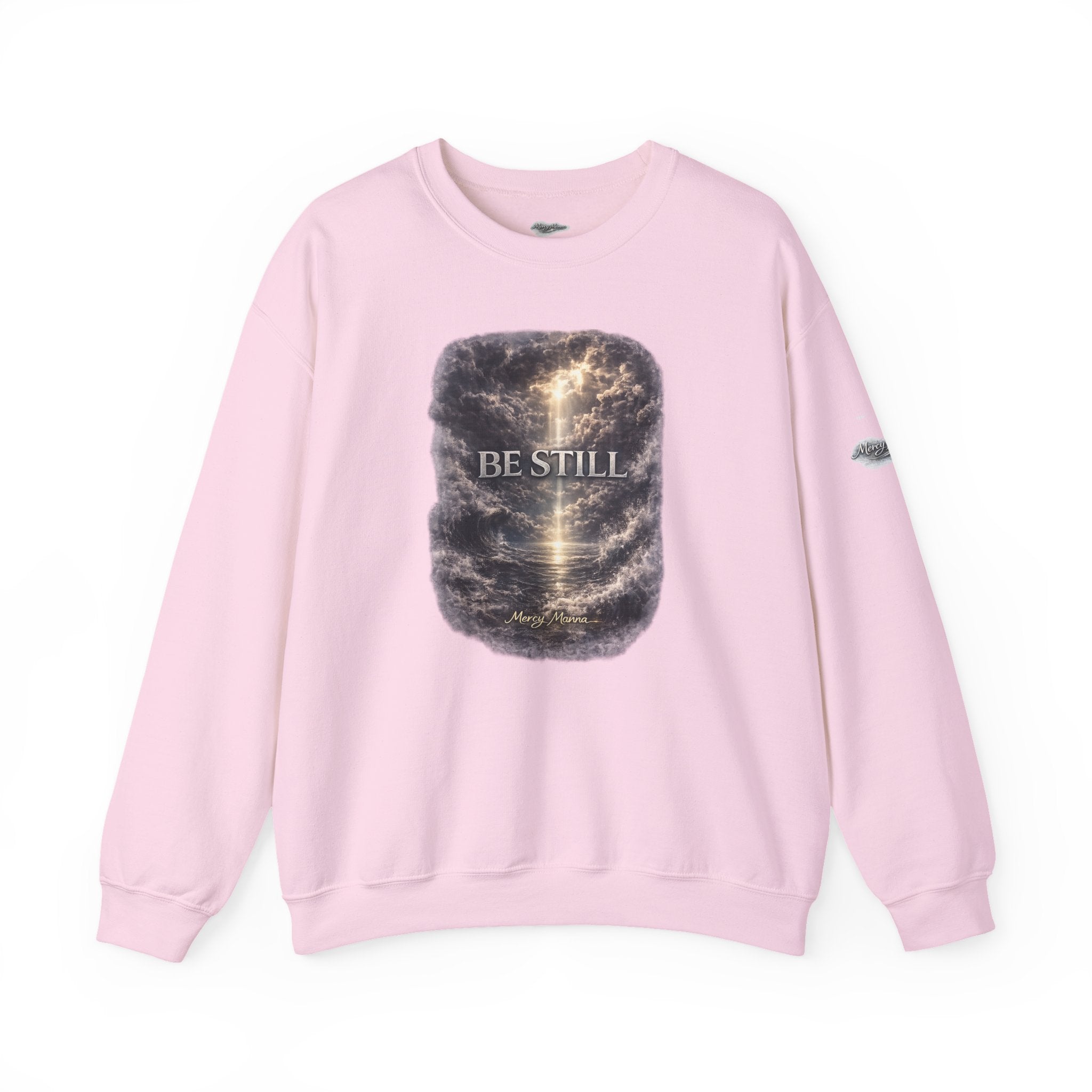 Christian Crewneck Sweatshirt — "Be Still" Psalm 46:10 Inspirational Faith Sweatshirt