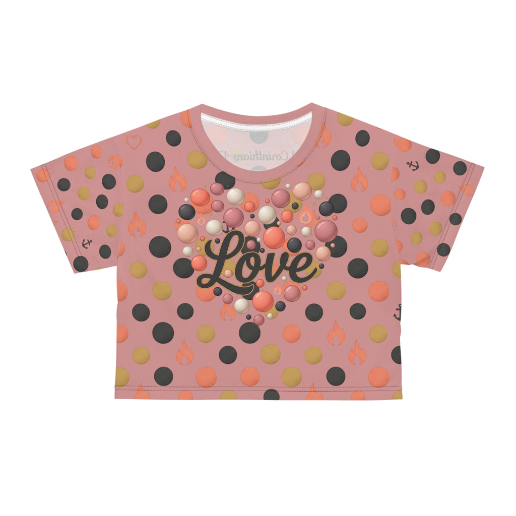 Love Polka Crop Tee — 1 Corinthians 13 Christian Inspirational Top