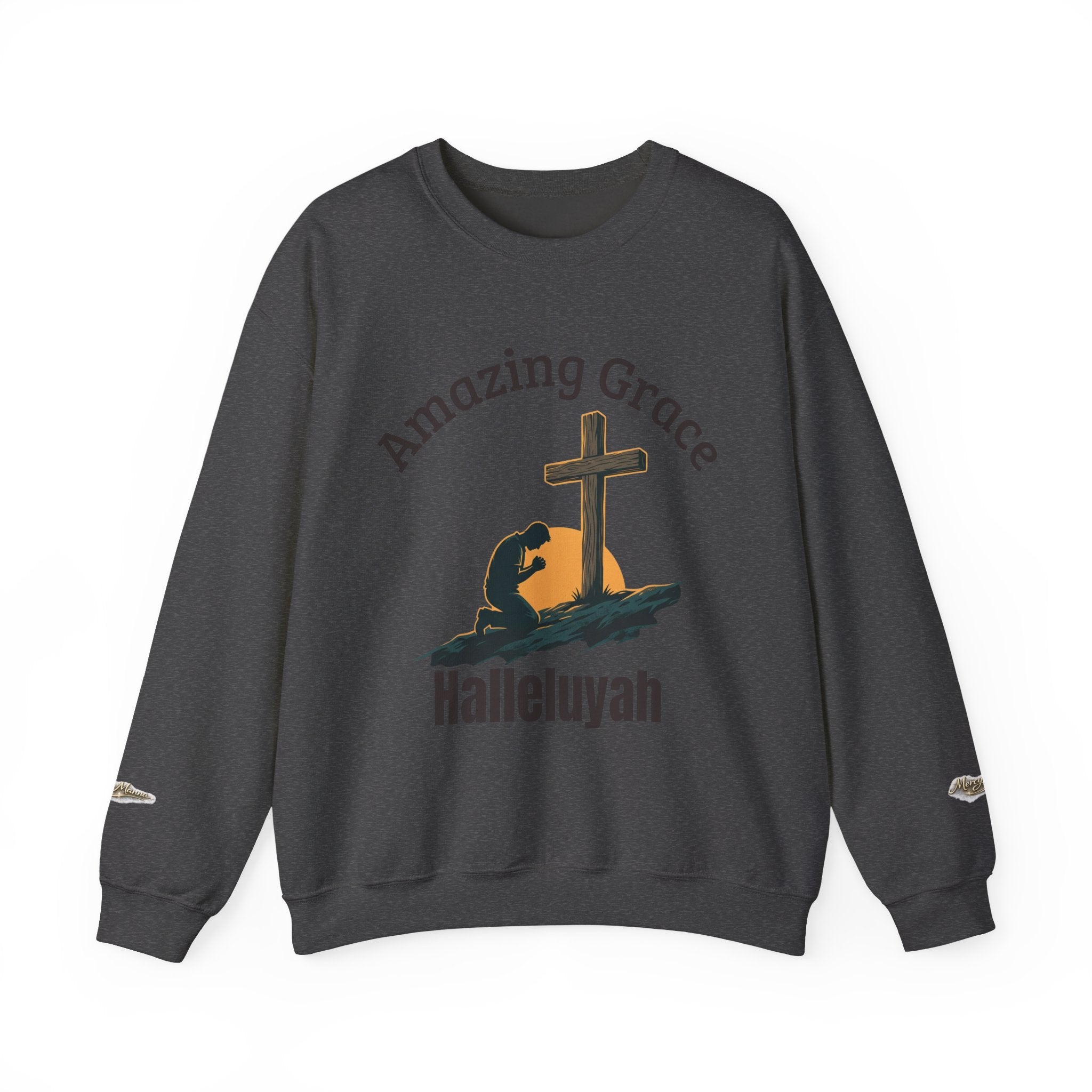 Christian Crewneck Sweatshirt — Amazing Grace Hallelujah Worship Graphic