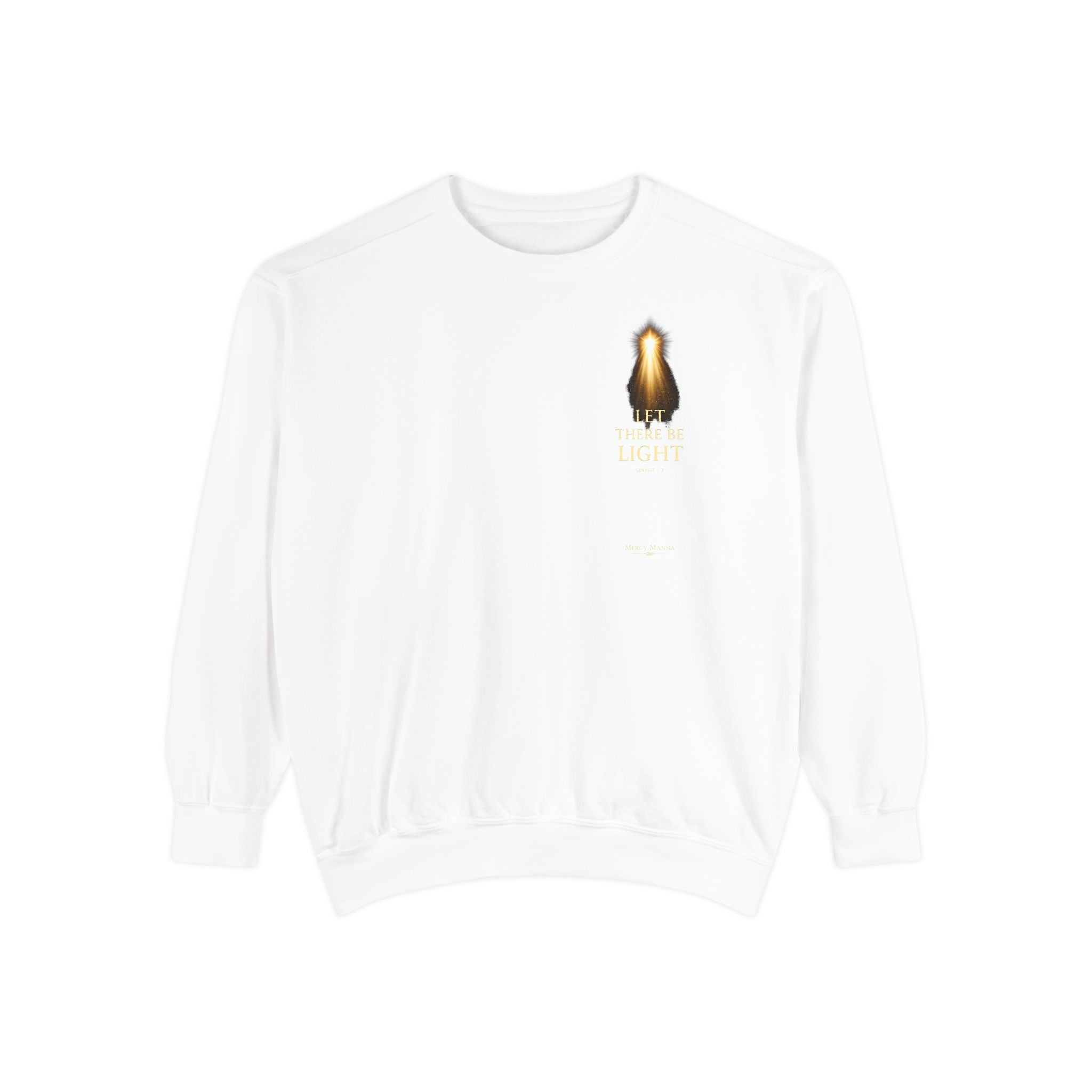 Christian Crewneck Sweatshirt — "Let There Be Light" Cozy Religious Light Figurine Sweatshirt