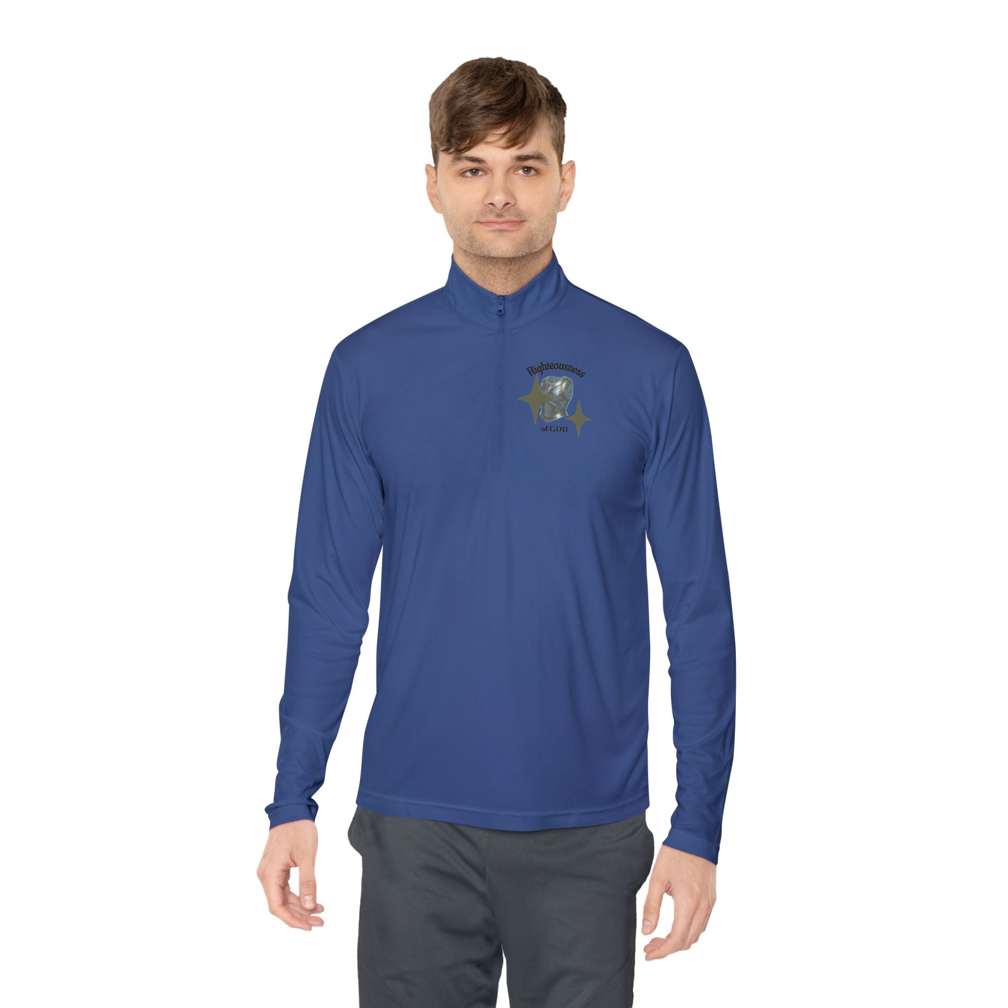 Christian Quarter-Zip Pullover — Breastplate of Righteousness Proverbs 12:28