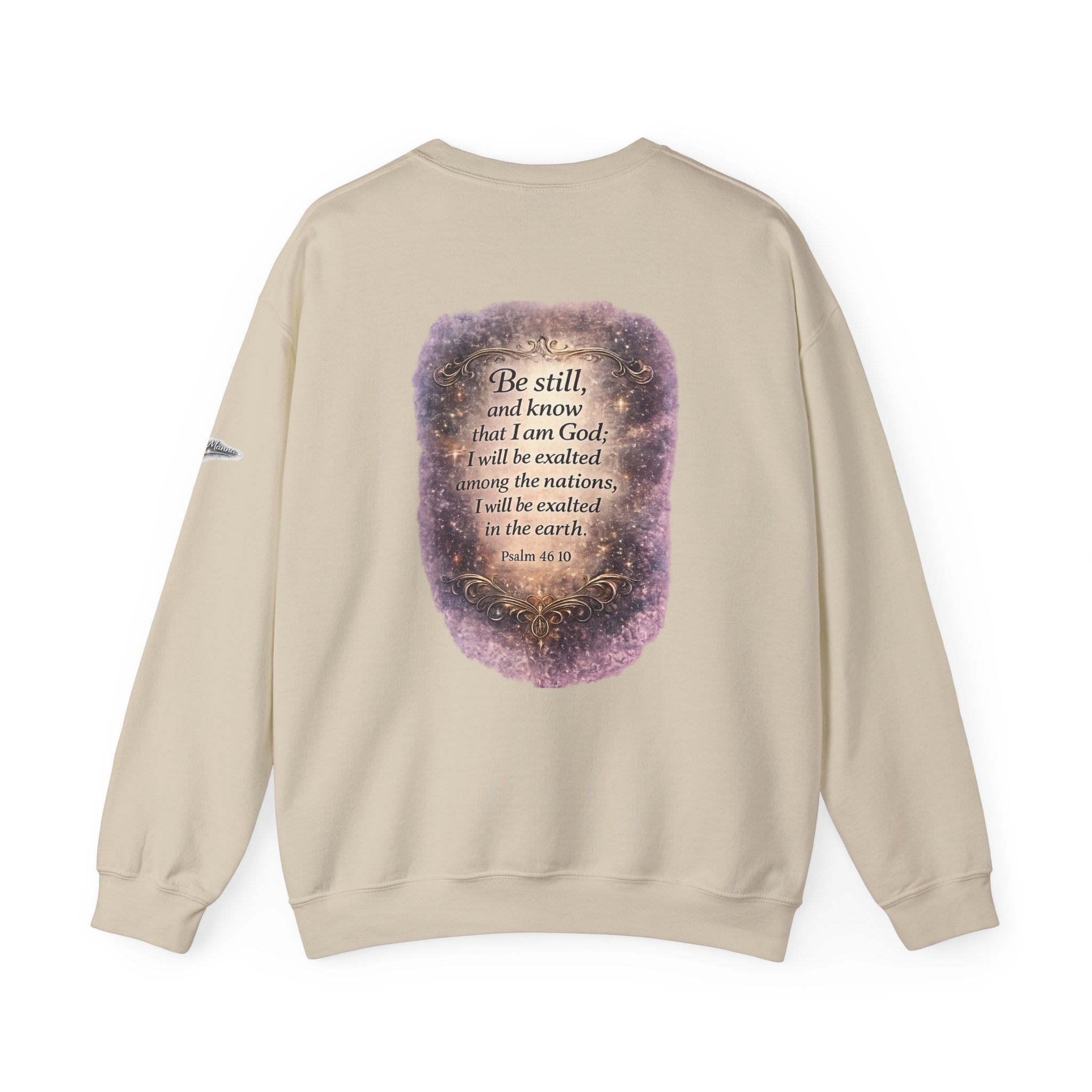 Christian Crewneck Sweatshirt — "Be Still" Psalm 46:10 Inspirational Faith Sweatshirt