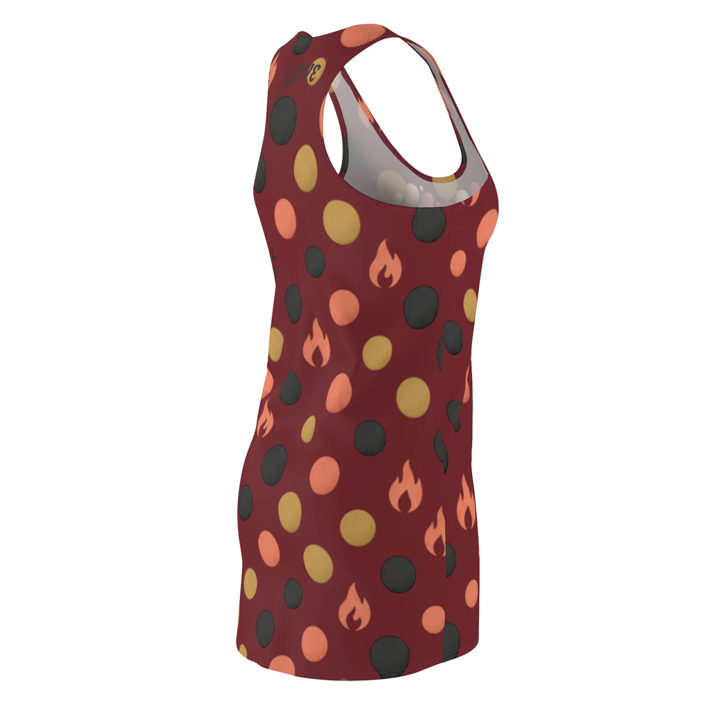 Love Racerback Dress — Heart & Flame Polka Dot Print