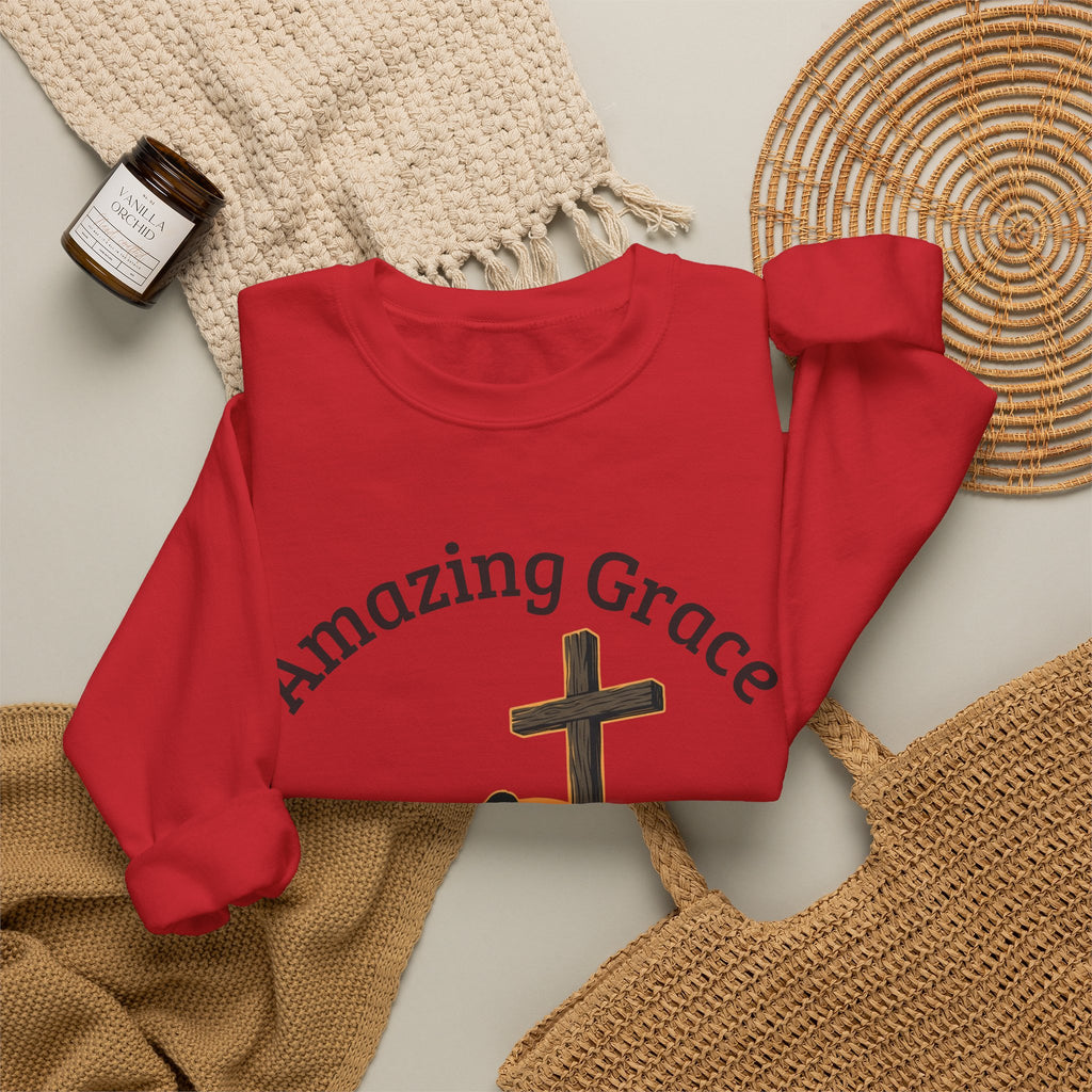 Christian Crewneck Sweatshirt — Amazing Grace Hallelujah Worship Graphic