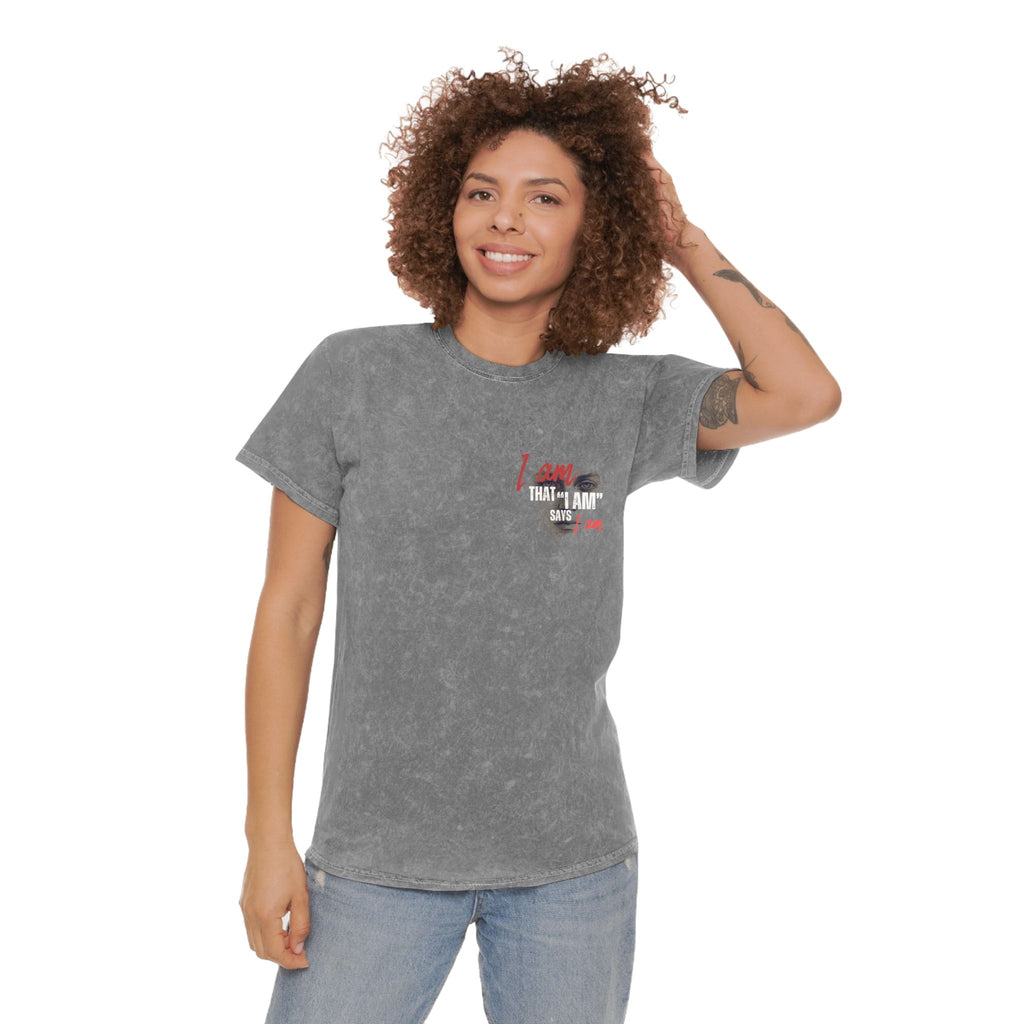 Christian Graphic Tee — "I Am That I Am" Vintage Mineral Wash Inspirational T-Shirt