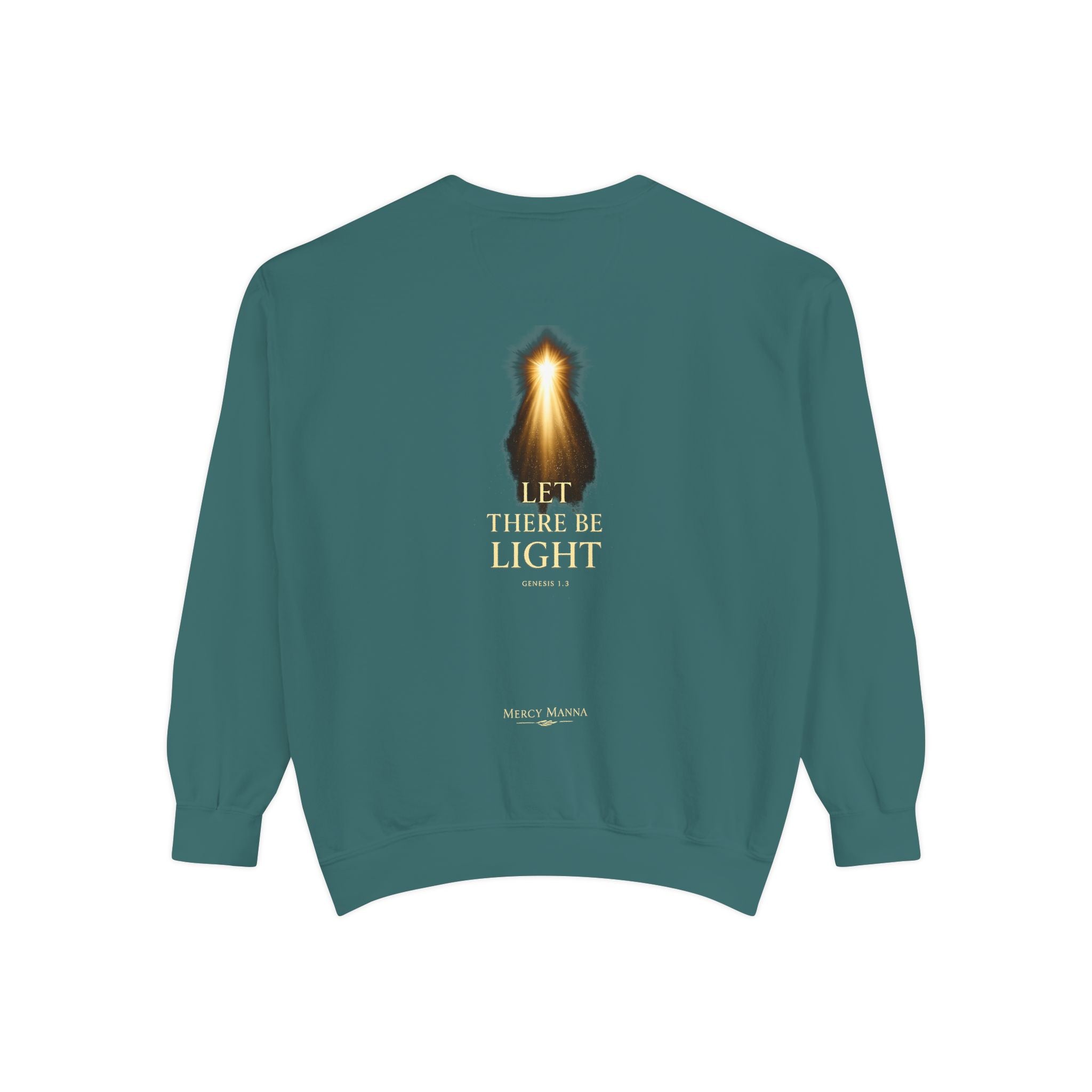 Christian Crewneck Sweatshirt — "Let There Be Light" Cozy Religious Light Figurine Sweatshirt