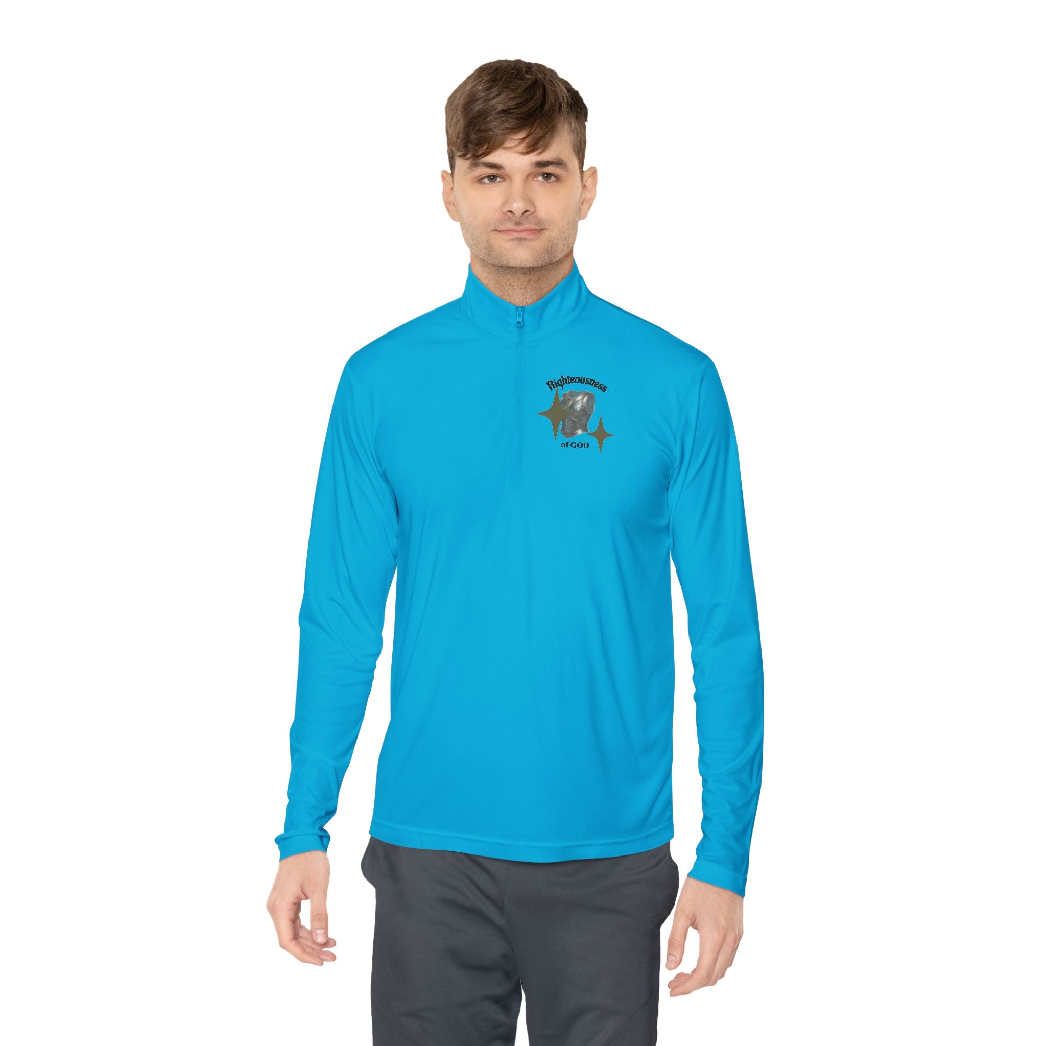 Christian Quarter-Zip Pullover — Breastplate of Righteousness Proverbs 12:28