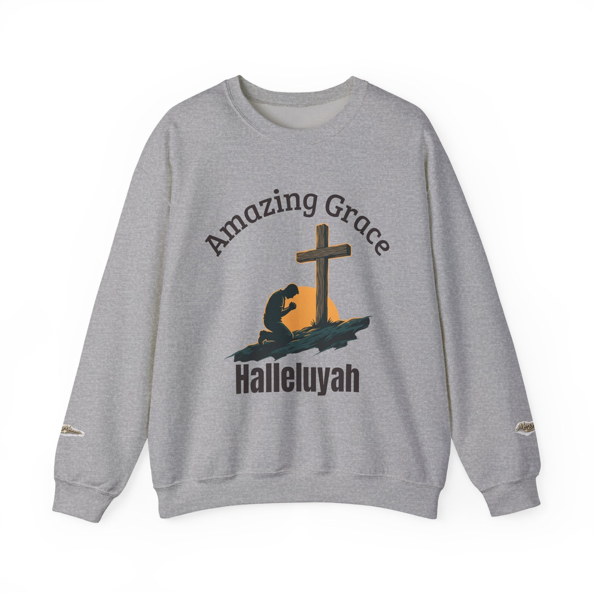 Christian Crewneck Sweatshirt — Amazing Grace Hallelujah Worship Graphic