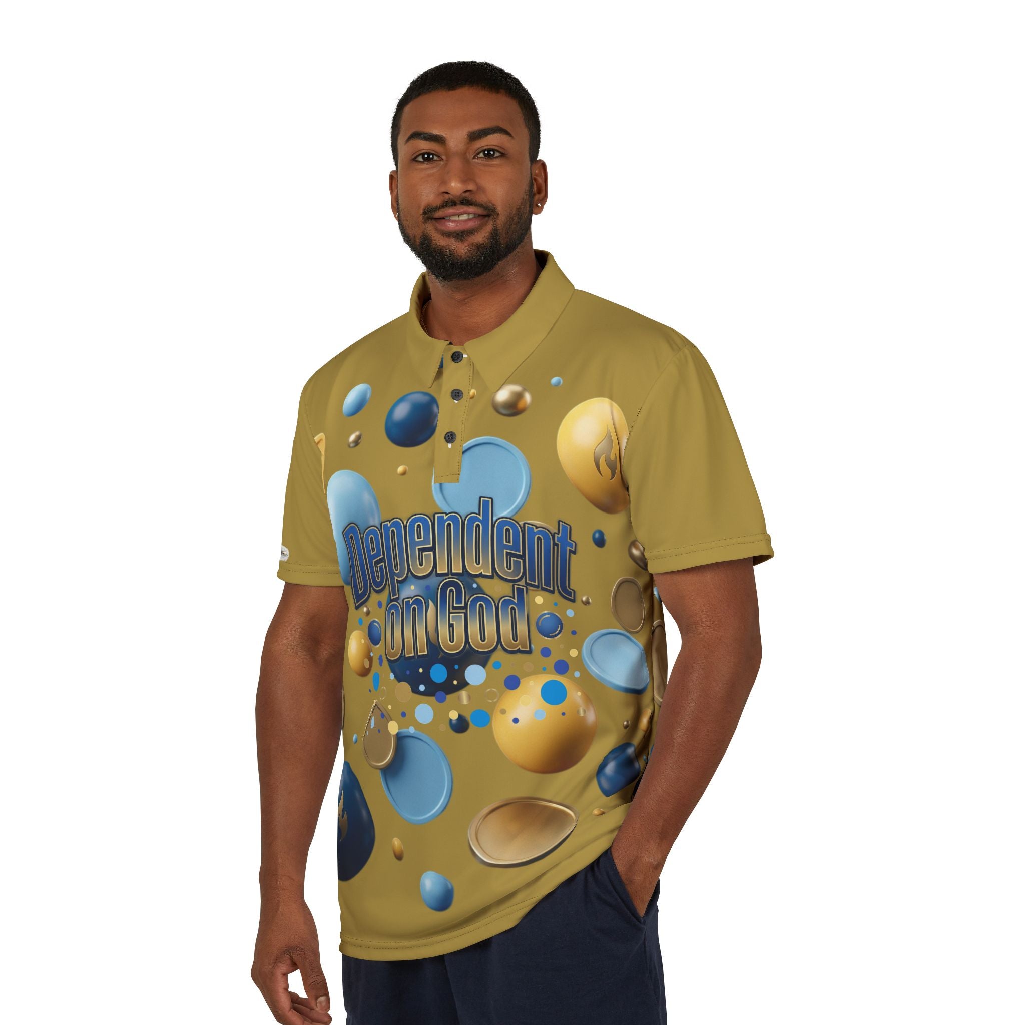 Dependent on God Polo Shirt — All-Over Print