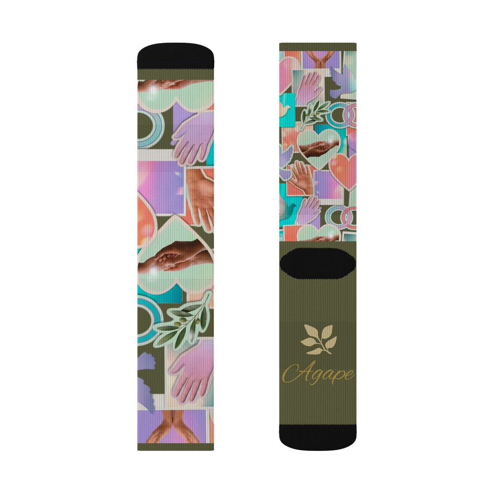 Christian Sublimation Socks — "Agape: God is Love" Faith All-Over Print Crew Socks
