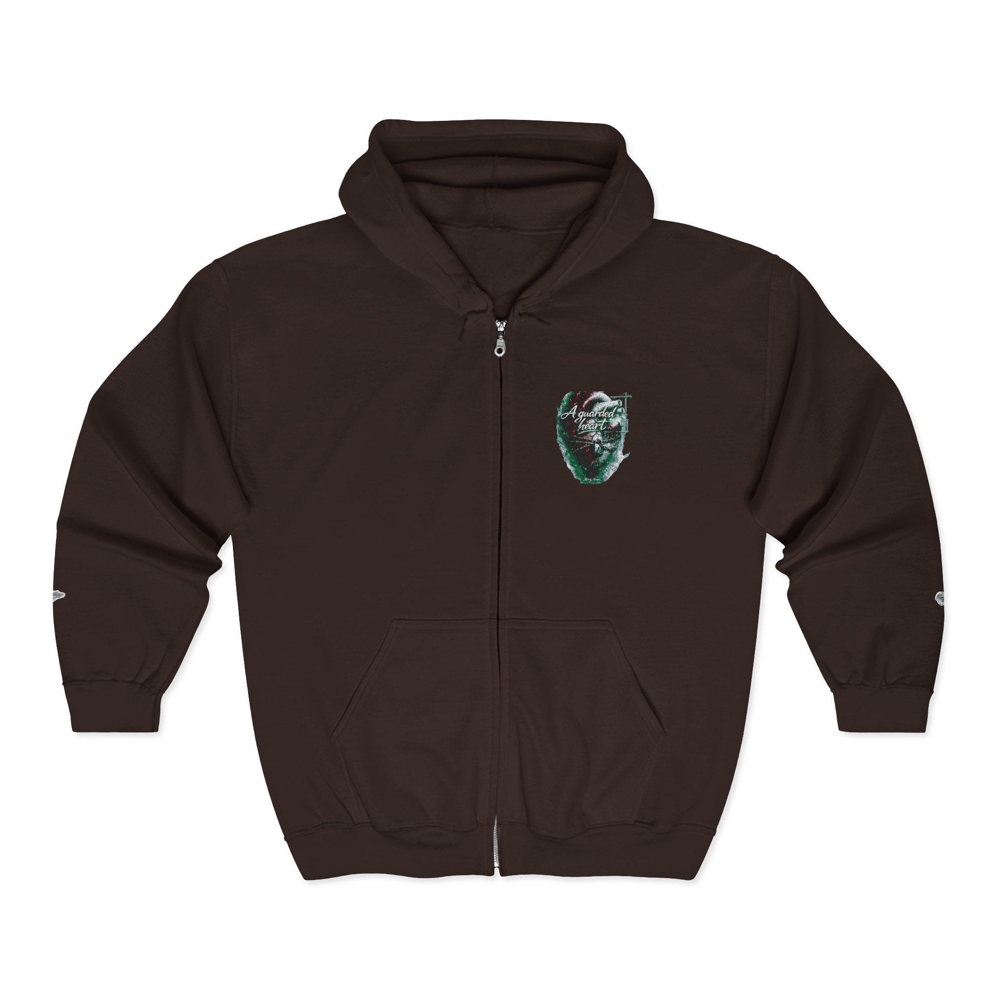Christian Zip Hoodie — "A Guarded Heart" Abstract Faith Streetwear Jacket