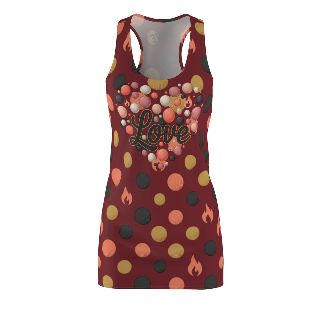 Love Racerback Dress — Heart & Flame Polka Dot Print