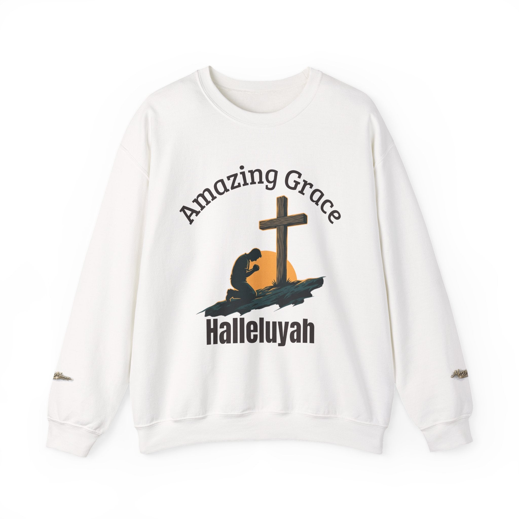 Christian Crewneck Sweatshirt — Amazing Grace Hallelujah Worship Graphic