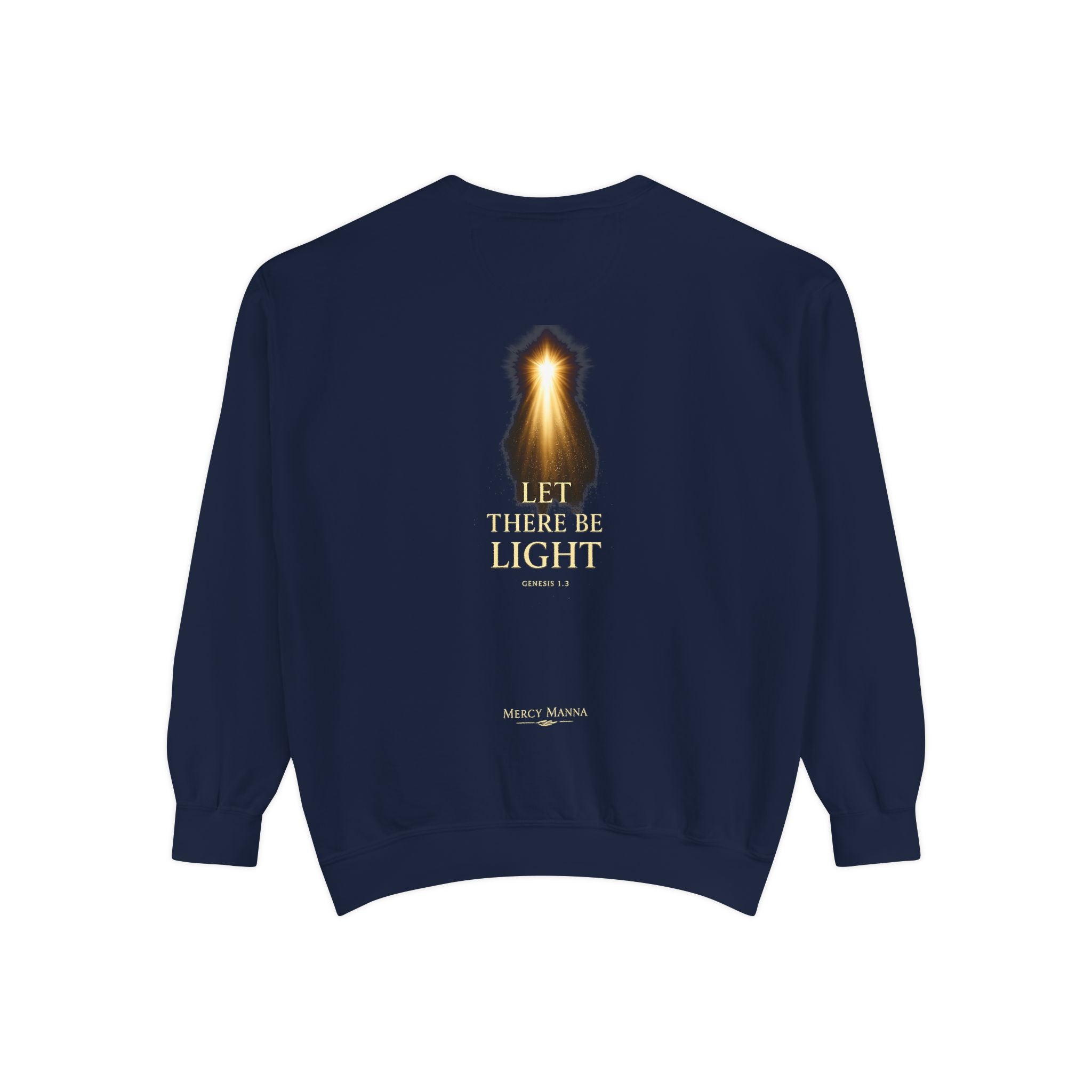 Christian Crewneck Sweatshirt — "Let There Be Light" Cozy Religious Light Figurine Sweatshirt