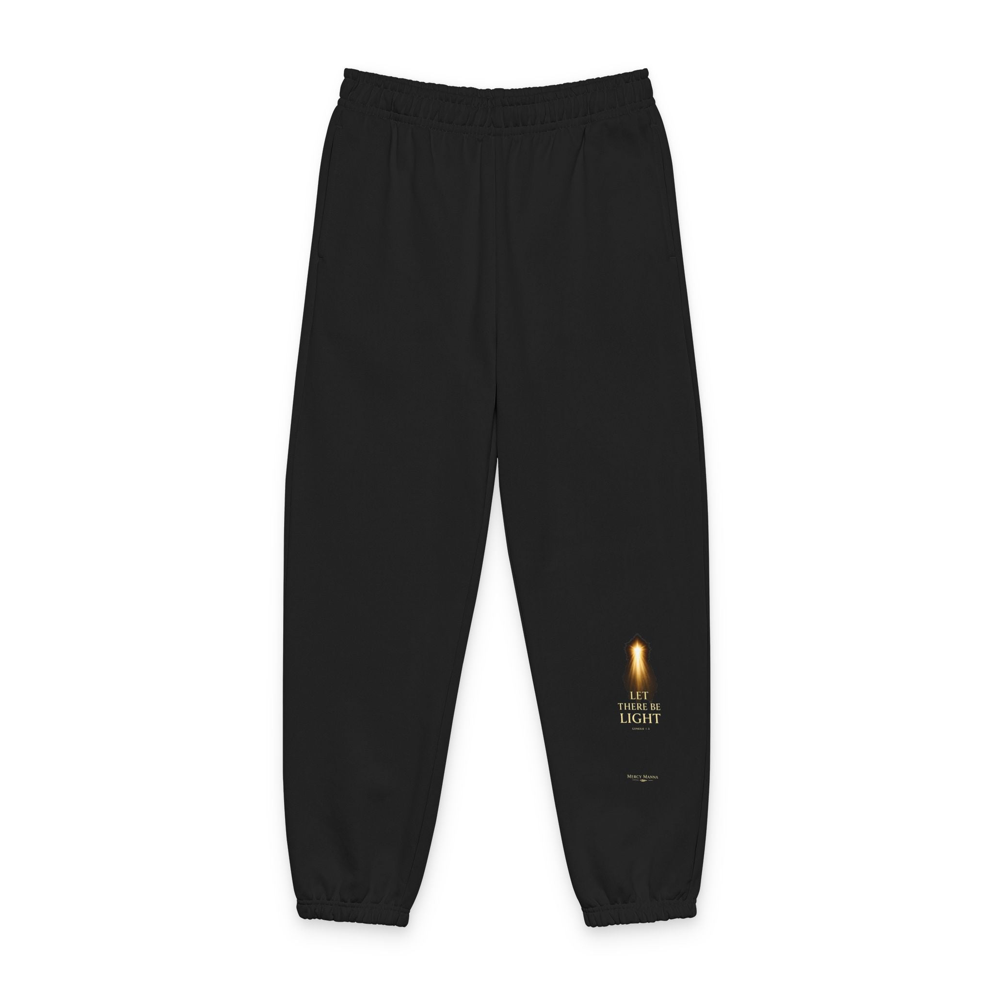 Minimal Gold Flame "Let there be Light" Sweatpants — Cozy Casual Joggers