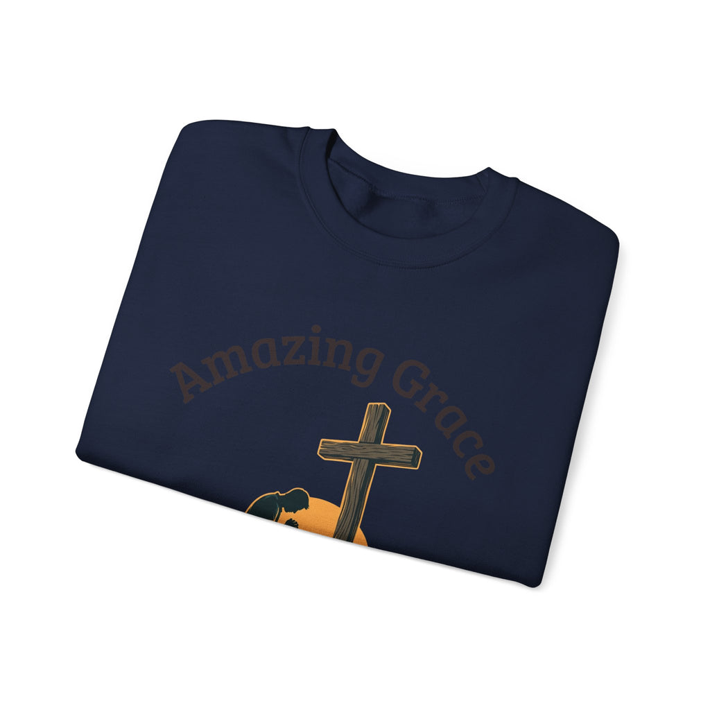 Christian Crewneck Sweatshirt — Amazing Grace Hallelujah Worship Graphic