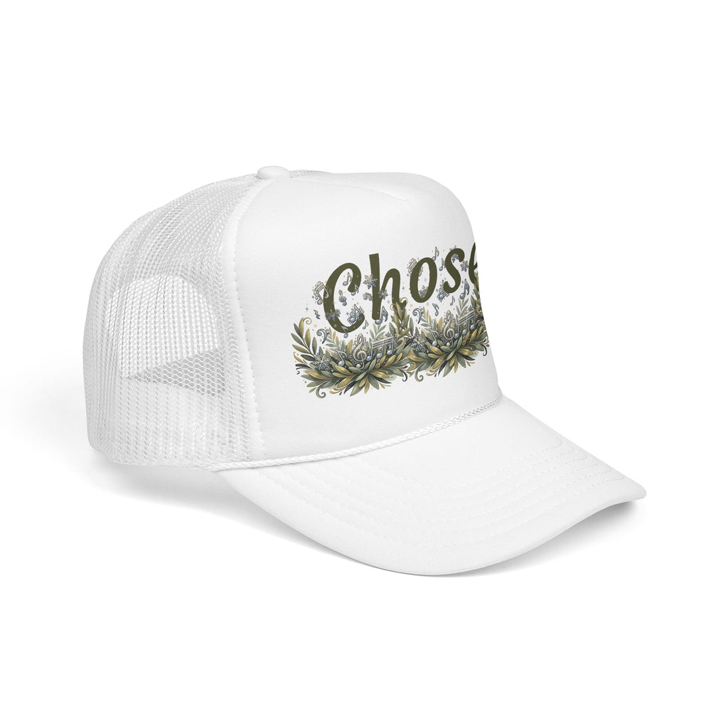 Chosen Floral Trucker Hat – Embroidered-Inspired Garden Script Foam Cap