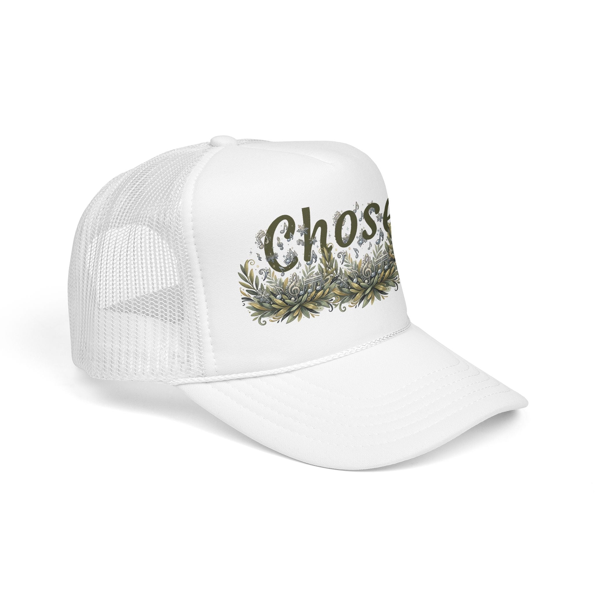 Chosen Floral Trucker Hat – Embroidered-Inspired Garden Script Foam Cap