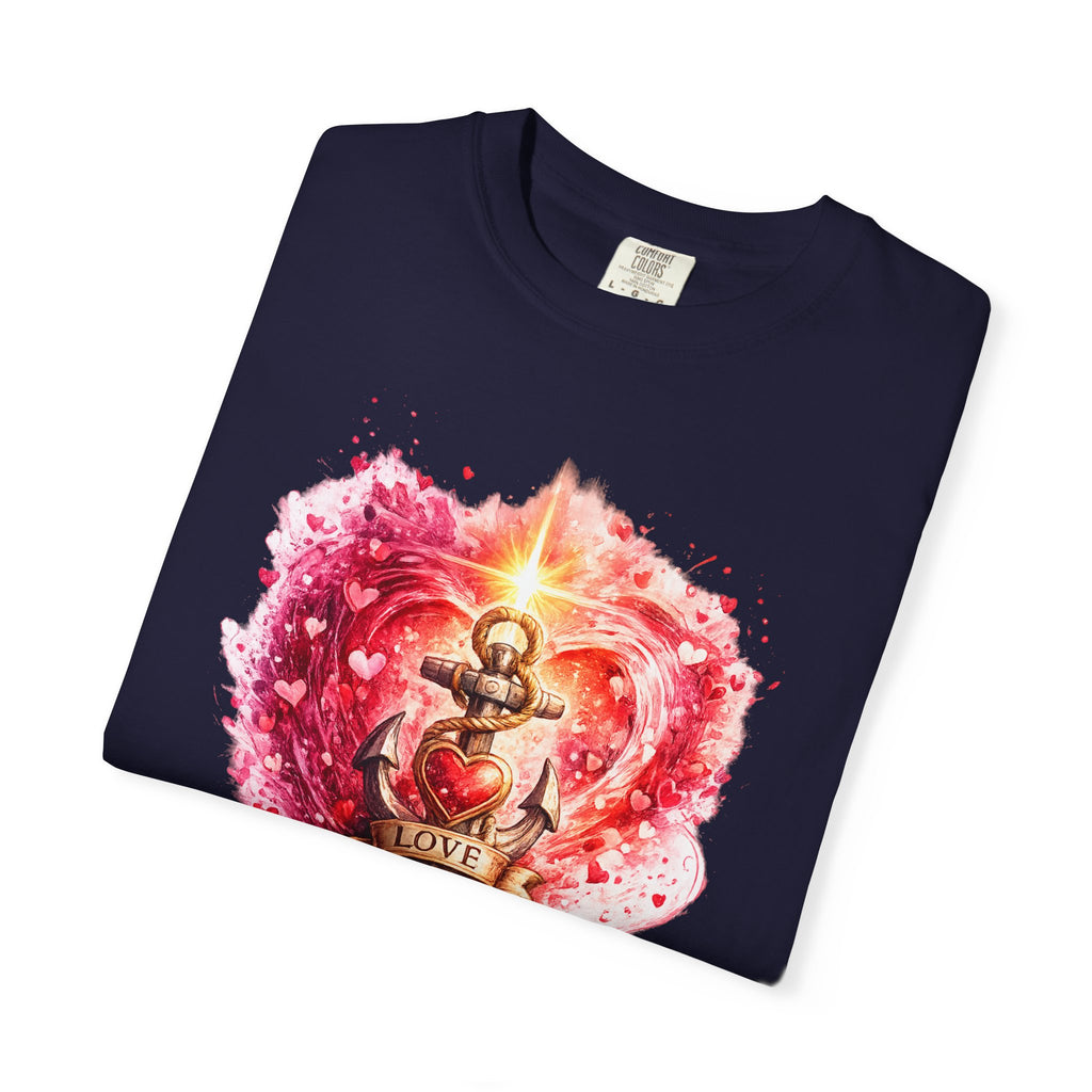 Christian T‑Shirt — 'Love Never Fails' Anchor Heart Graphic Tee