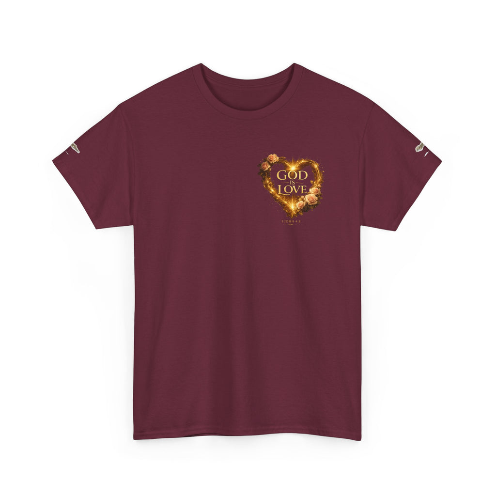 Christian Graphic Tee — God Is Love Vintage Flaming Heart T-Shirt