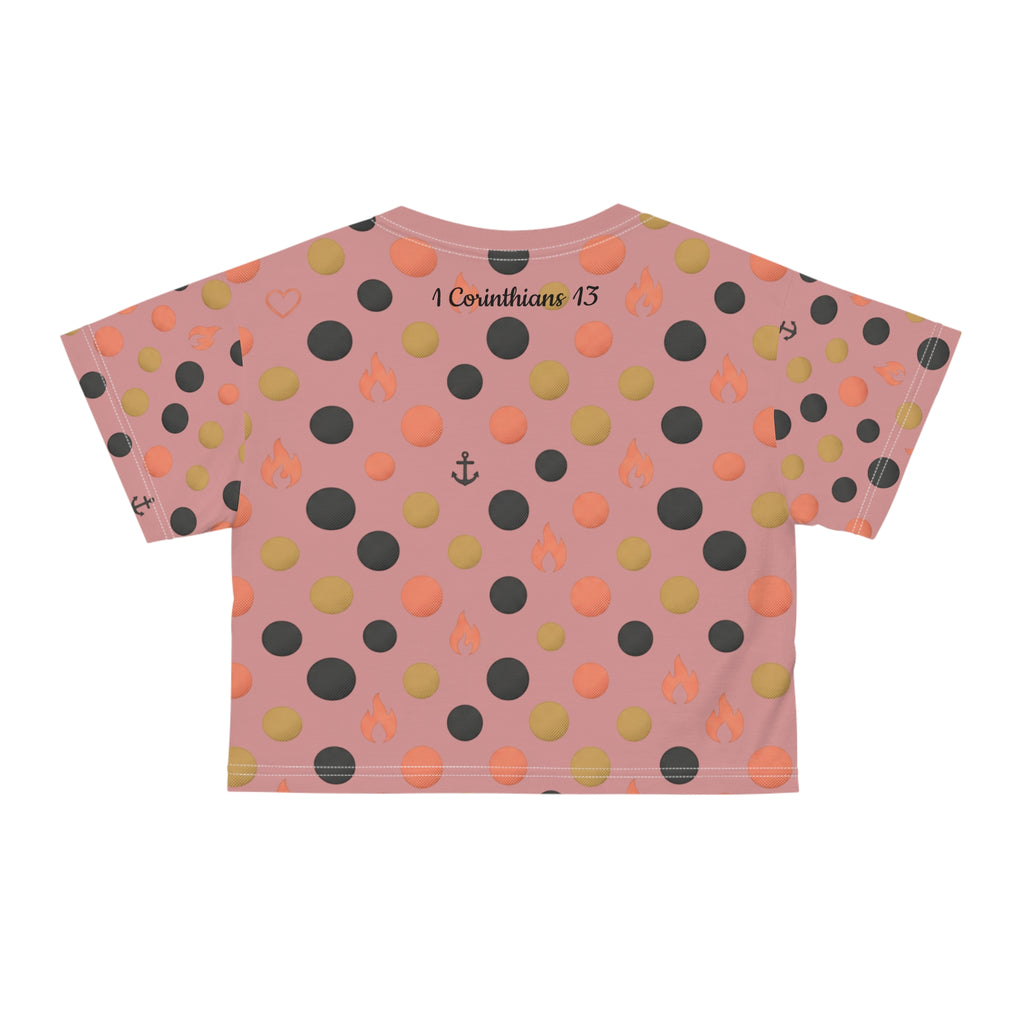 Love Polka Crop Tee — 1 Corinthians 13 Christian Inspirational Top