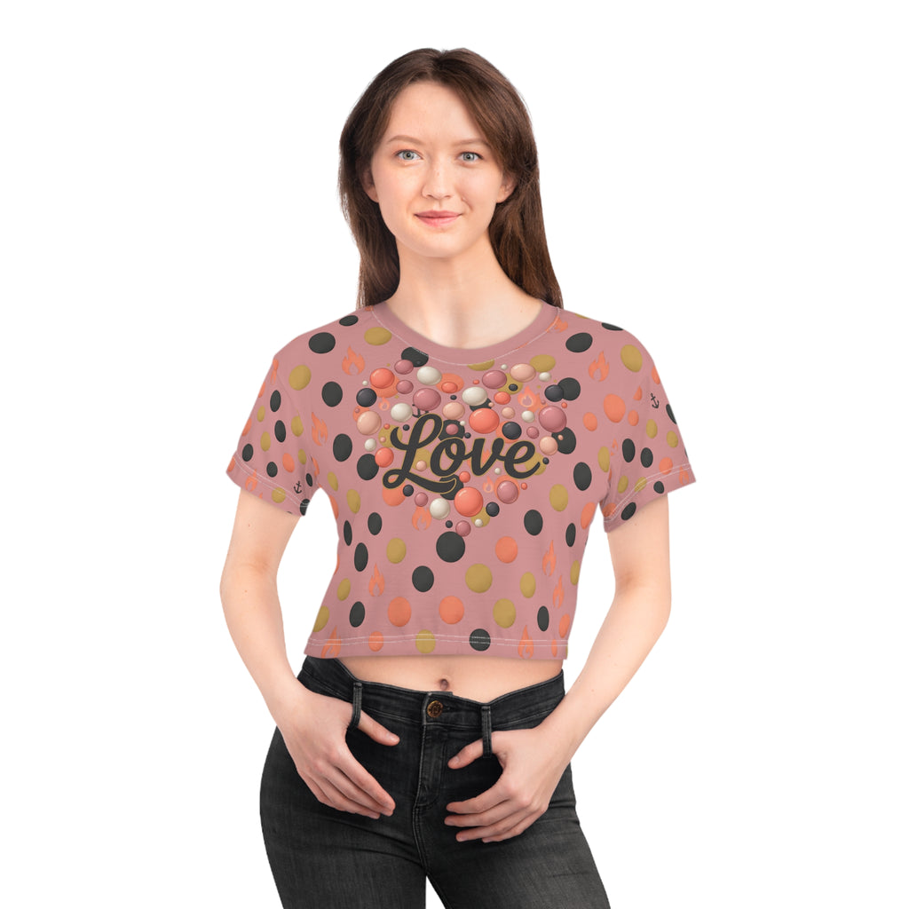 Love Polka Crop Tee — 1 Corinthians 13 Christian Inspirational Top